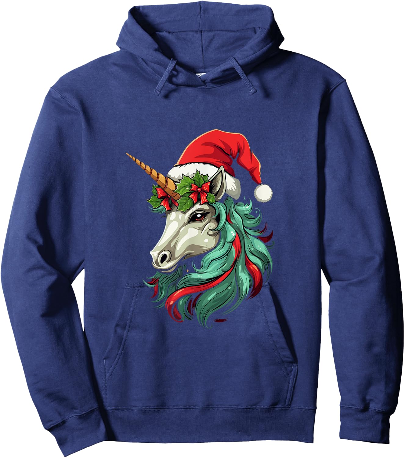 Santa Hat Unicorn, Christmas Hoodie - Hoodie | Navy