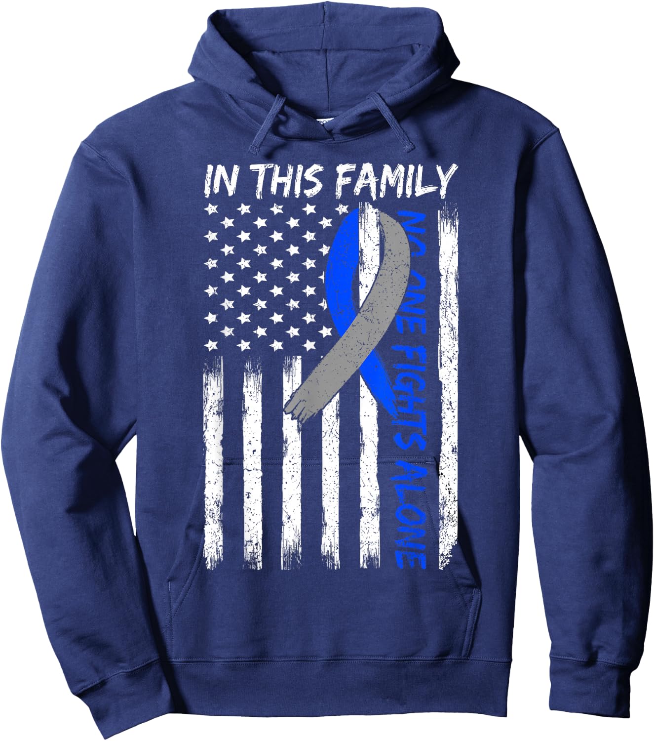 In This Family No One Fights Diabetes Alone USA Flag Outfit Hoodie - Hoodie | Navy