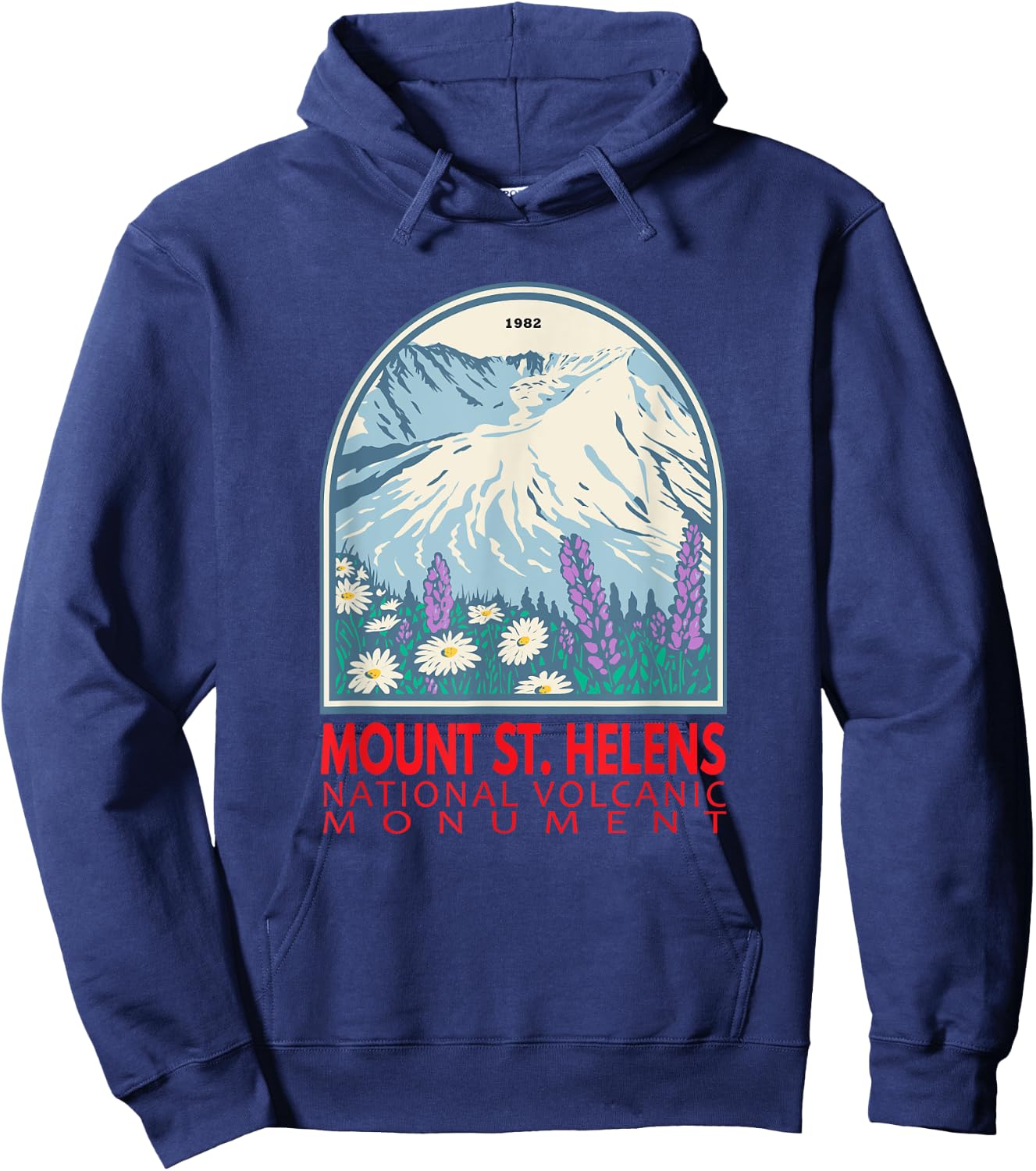 Mount St Helens National Volcanic Monument Emblem Vintage Hoodie - Hoodie | Navy