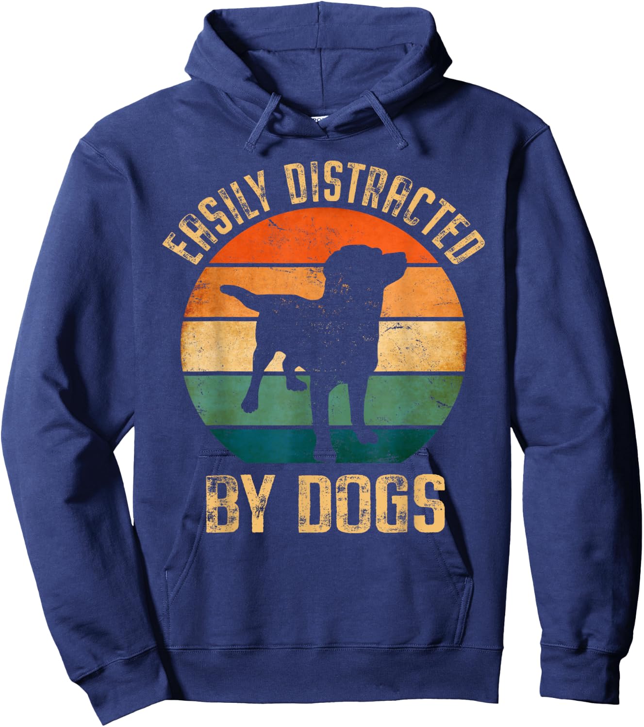 Easily Distracted By Dogs Vintage Retro Pet Dog Lover Hoodie - Hoodie | Navy
