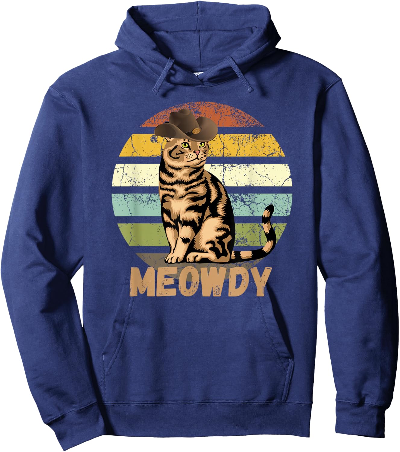 Meowdy - Funny Mashup Between Meow and Howdy - Cat Meme Hoodie - Hoodie | Navy