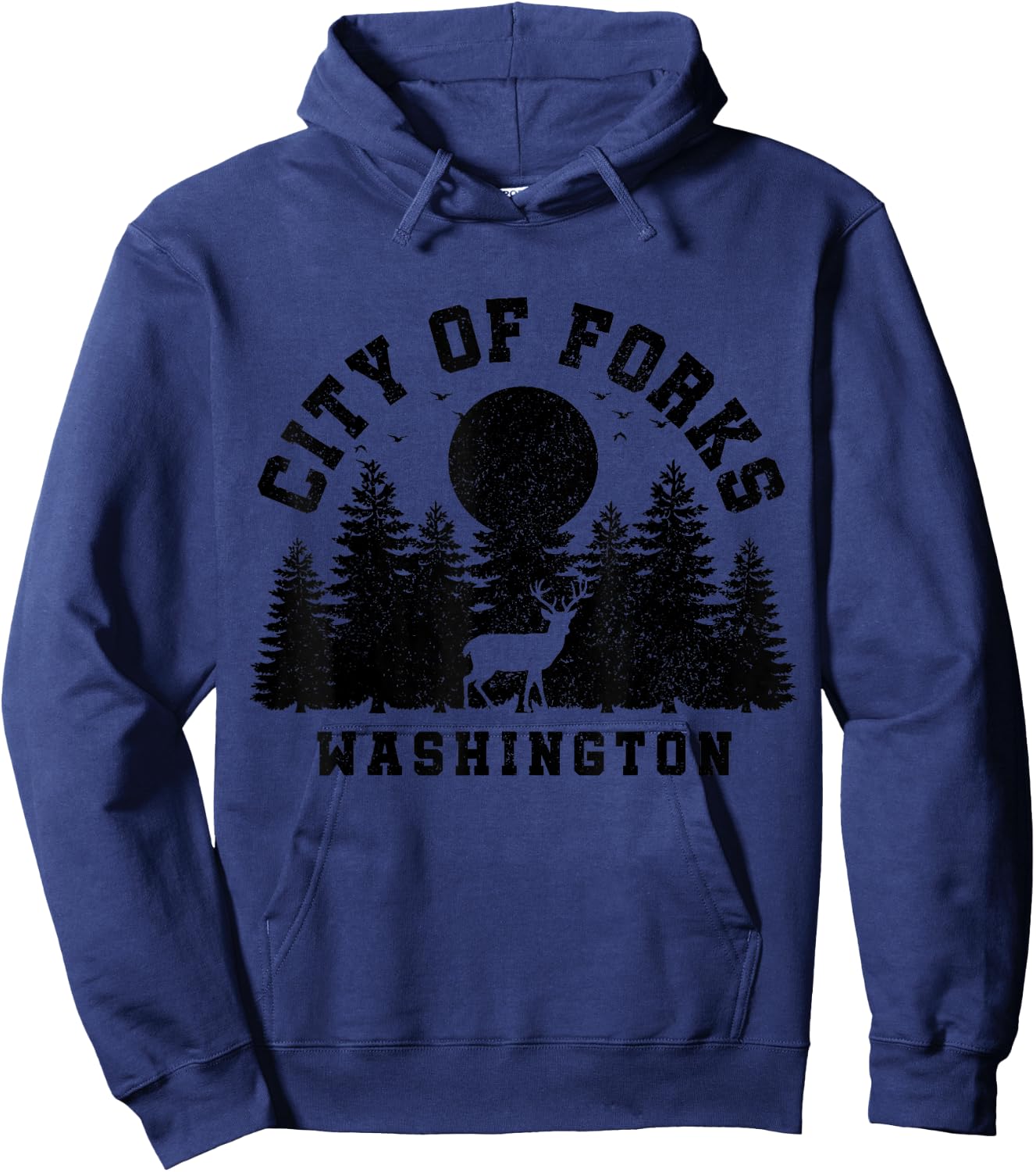 City Of Forks Washington Deer Nature Hiking Camping Pride Hoodie - Hoodie | Navy