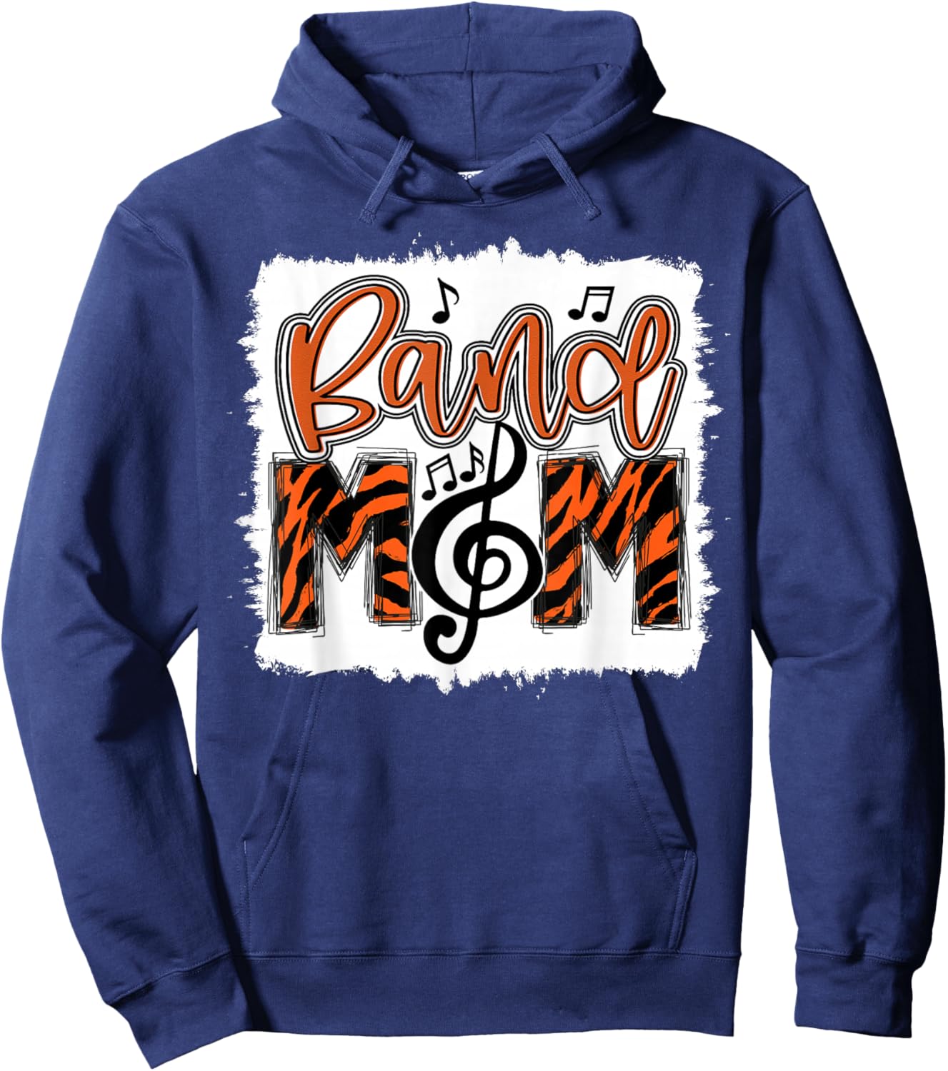 Band Mom 2026 Marching Tiger Print Class of 2026 Senior Hoodie - Hoodie | Navy