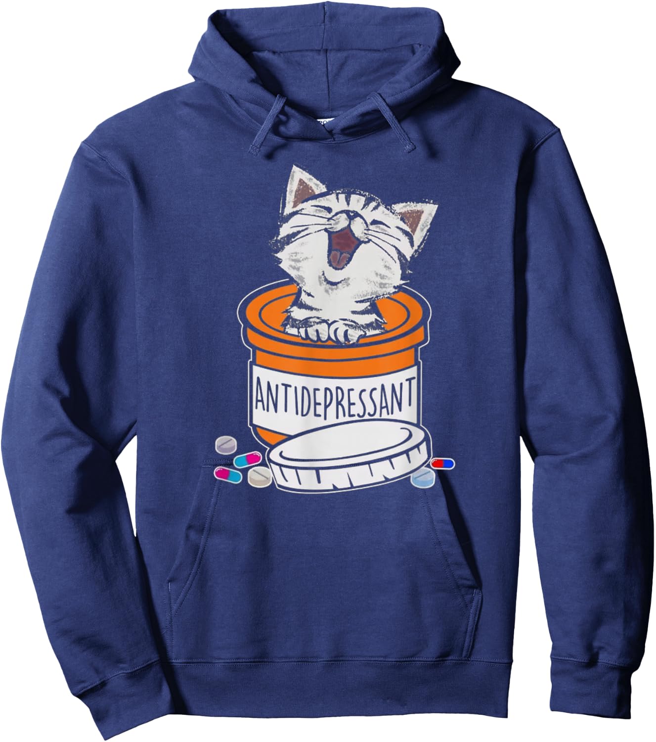 Cute Kitten Antidepressant Cat Funny Cat Hoodie - Hoodie | Navy