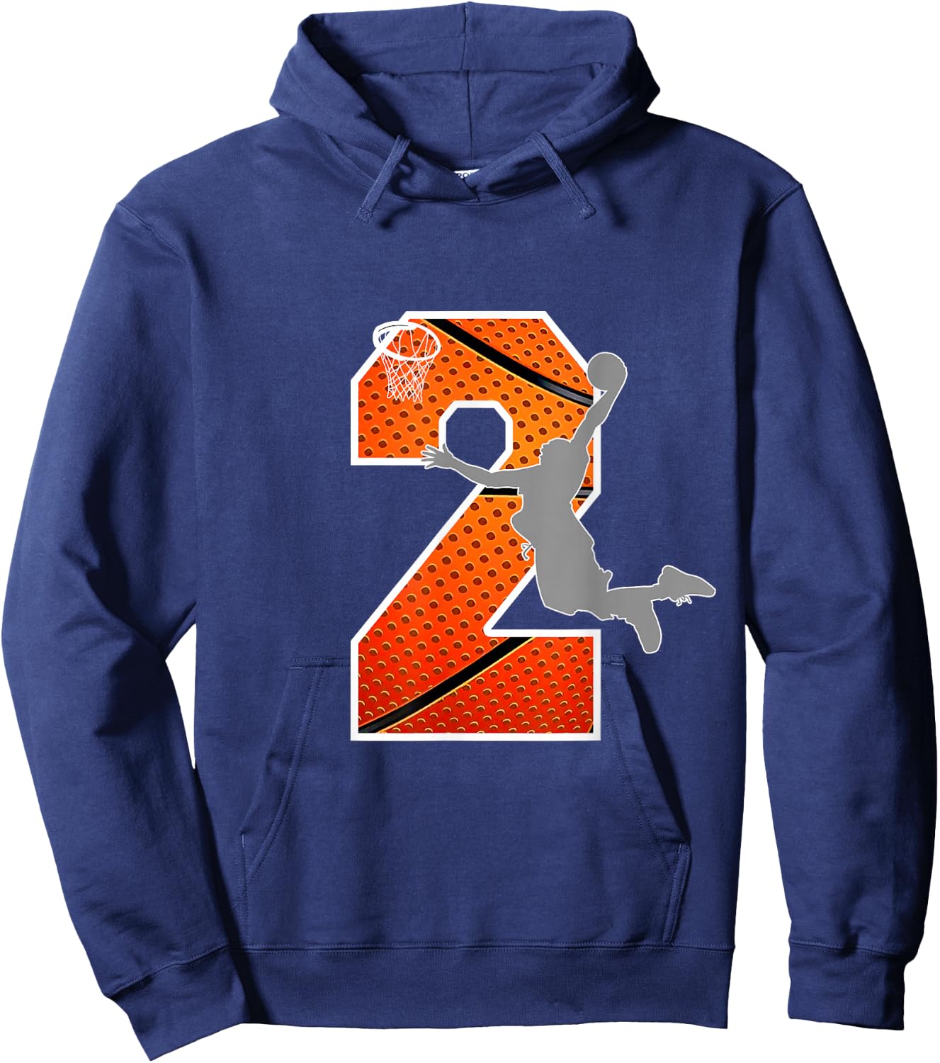Kids 2 Years Old 2nd Basketball Birthday Party Boys Girls Hoodie - Hoodie | Navy