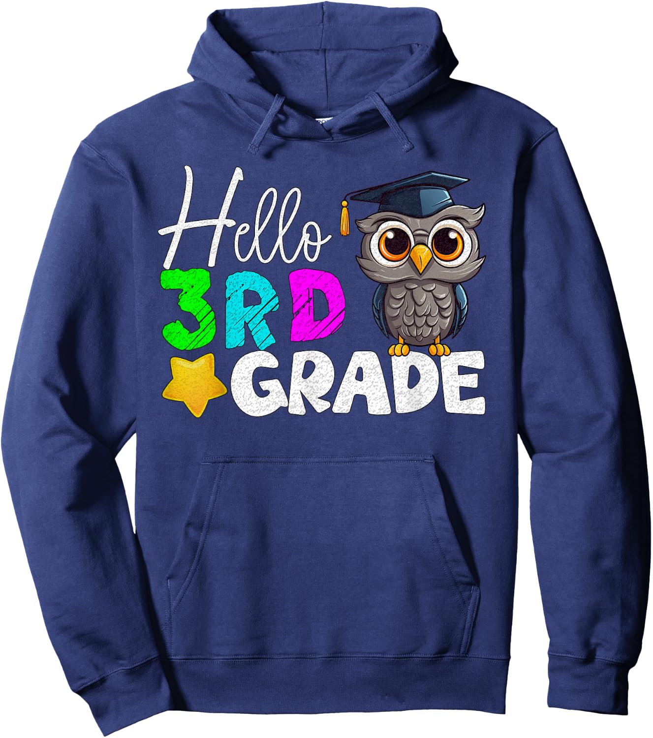 Hello 3rd Grade Third Grade Owl Back to School Kid Teacher Hoodie - Hoodie | Navy