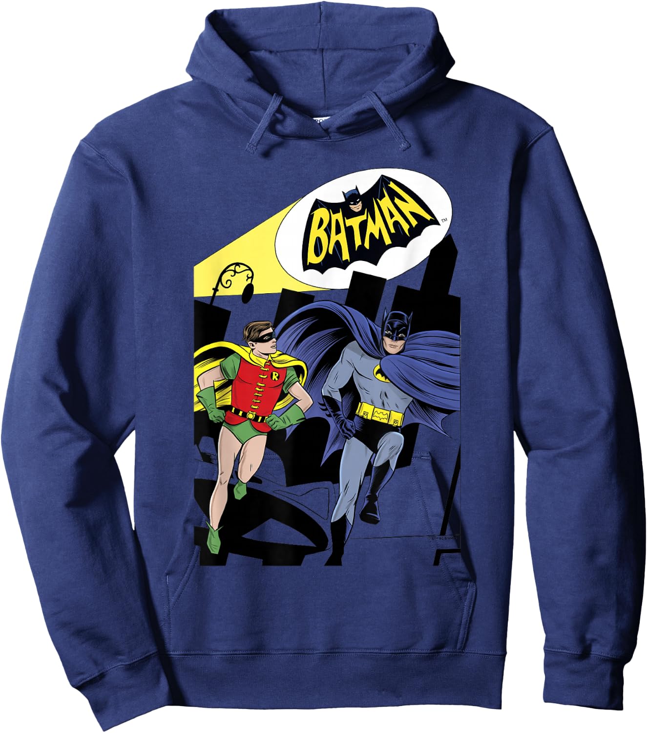 Batman Vintage Classic Batman & Robin Comic Spotlight Heroes Hoodie - Hoodie | Navy