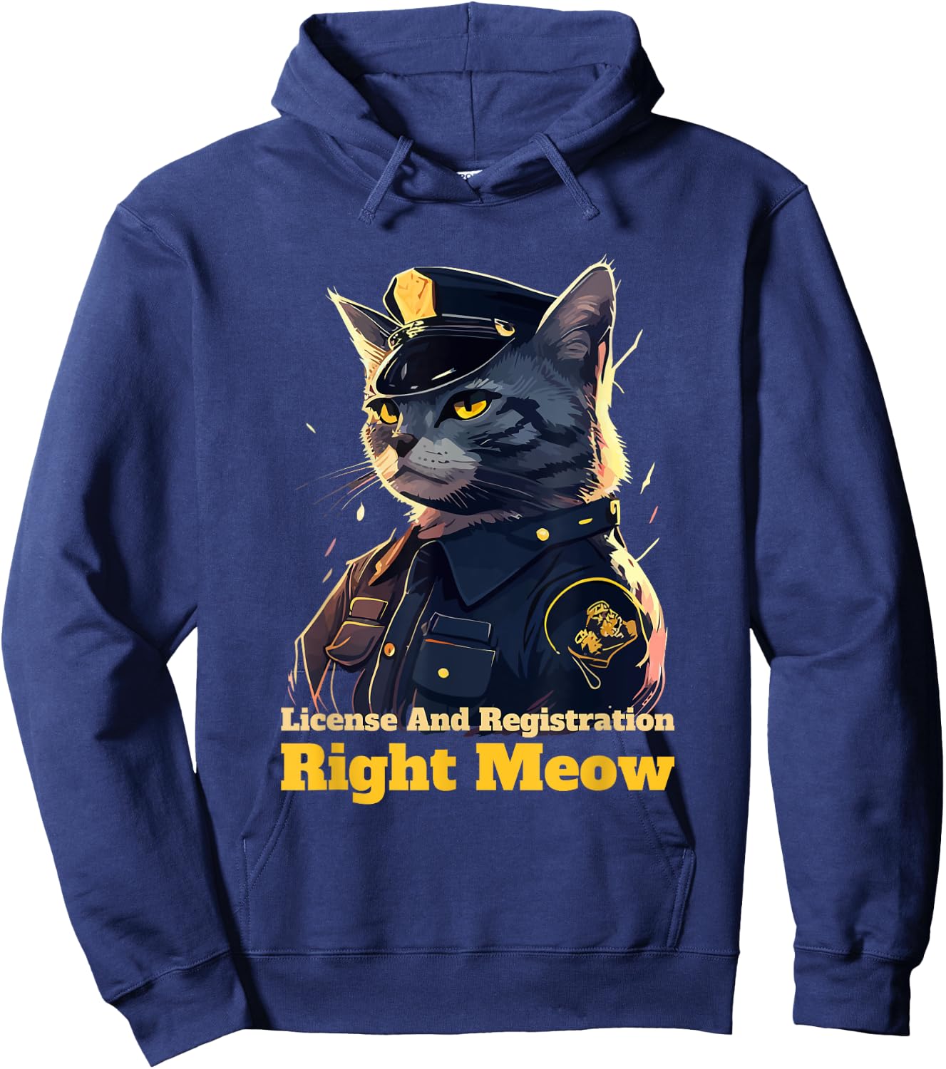 Right Meow Police Cat Pun Cop Officer Blue Line Kitten Lover Women Kids Hoodie - Hoodie | Navy