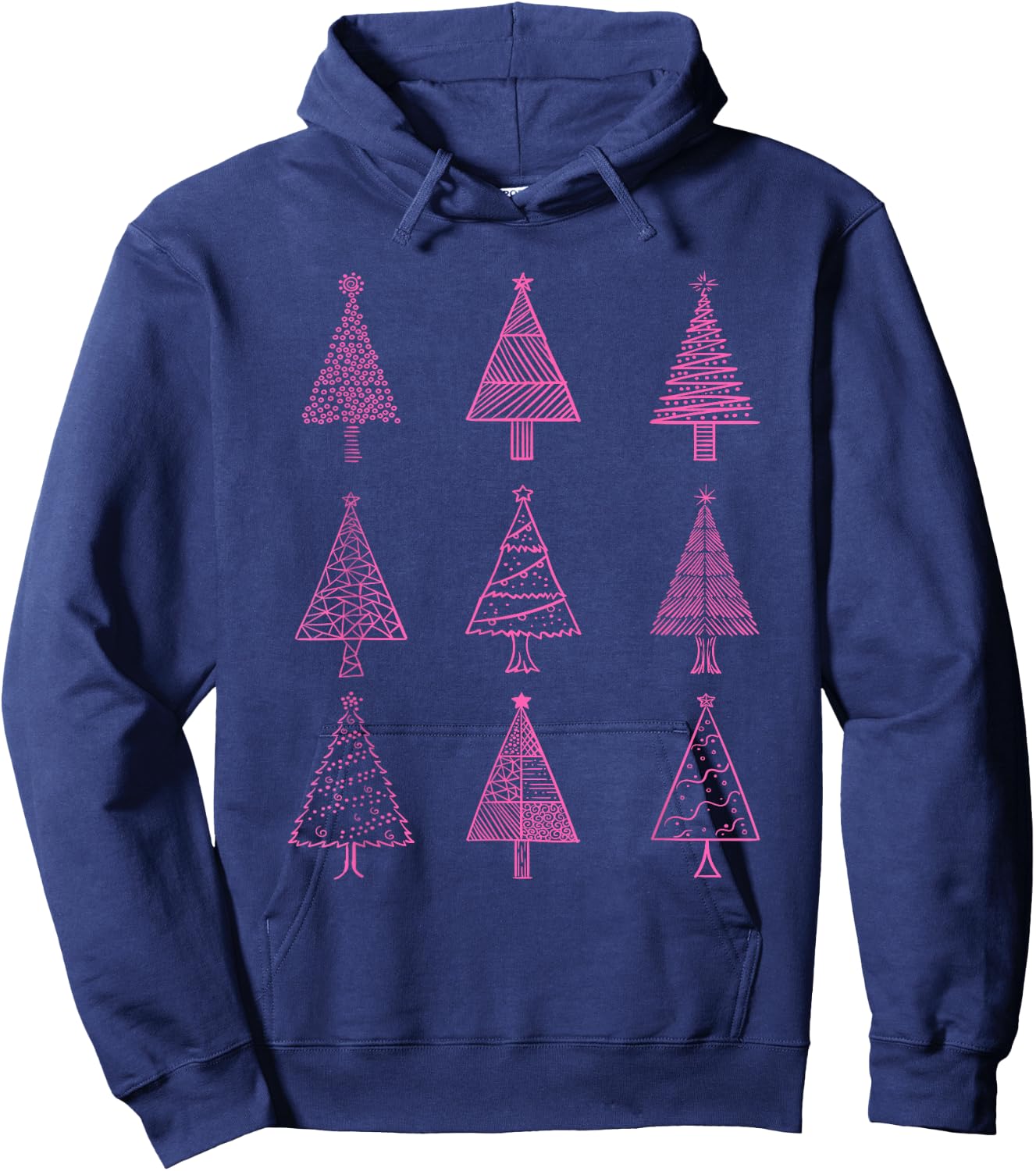 Hot Pink Christmas Tree Collection Fashion Design Hoodie - Hoodie | Navy