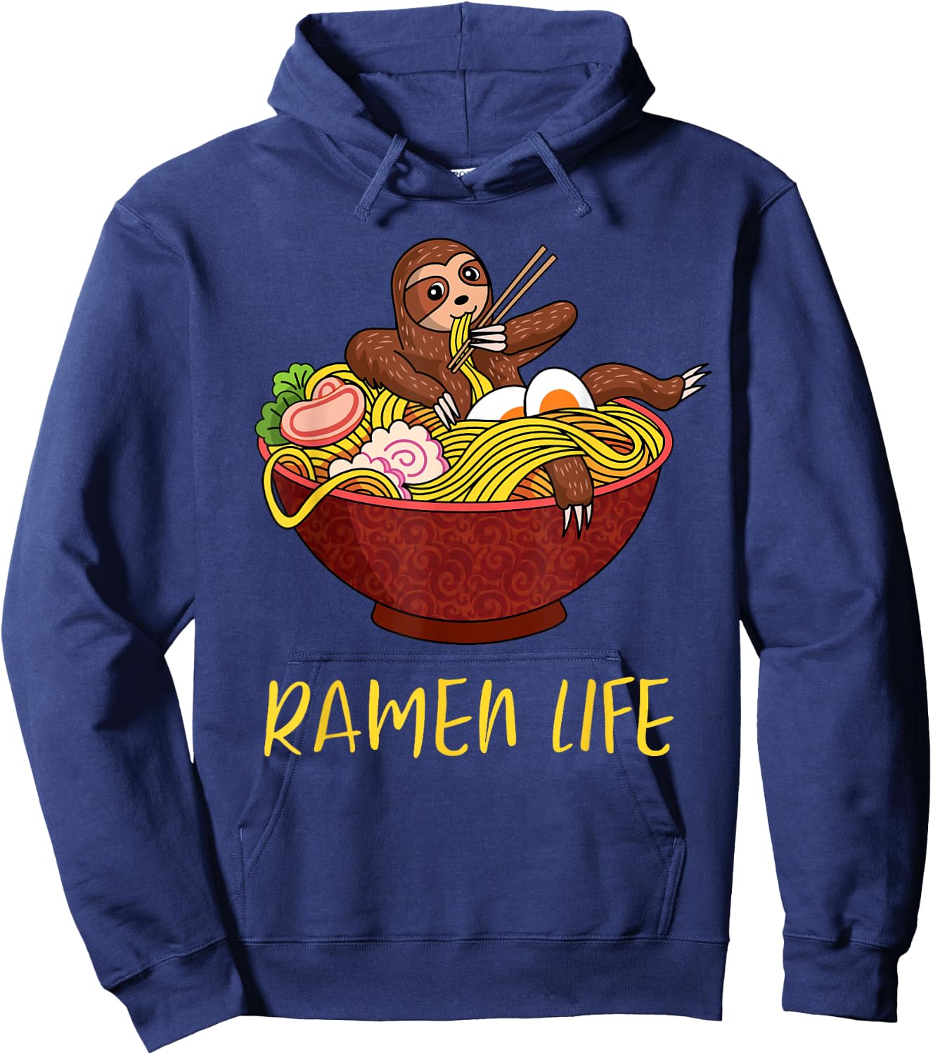 Ramen Life Funny Japanese Noodles Sloth Anime Humor Outfit Hoodie - Hoodie | Navy