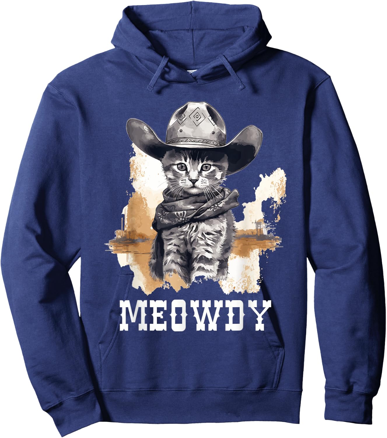 Funny Cat Cowboy Cowgirl Meow Howdy Meowdy Hoodie - Hoodie | Navy