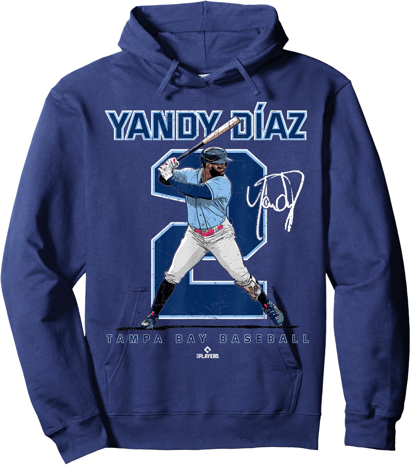 Number and Portrait Yandy Diaz Tampa Bay MLBPA Hoodie - Hoodie | Navy