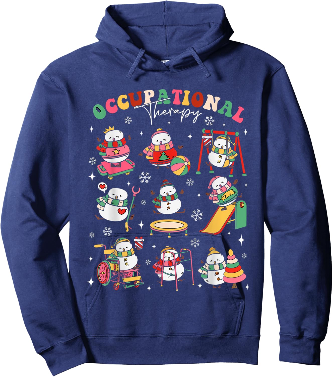 Retro Occupational Therapy Christmas Snowman OT OTA Women Hoodie - Hoodie | Navy