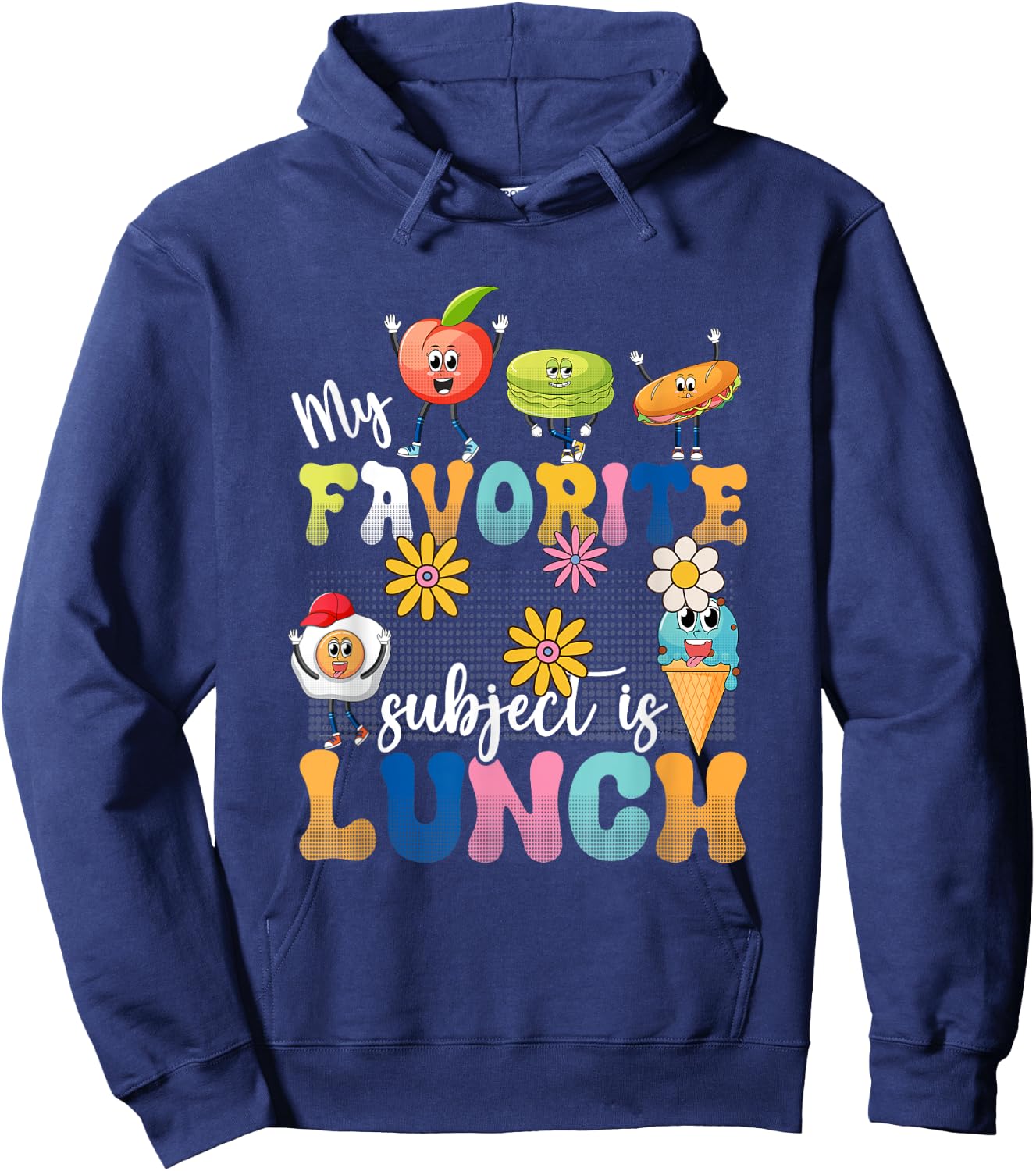My Favorite Subject Is Lunch Lady Cafeteria Crew Retro 80s Hoodie - Hoodie | Navy