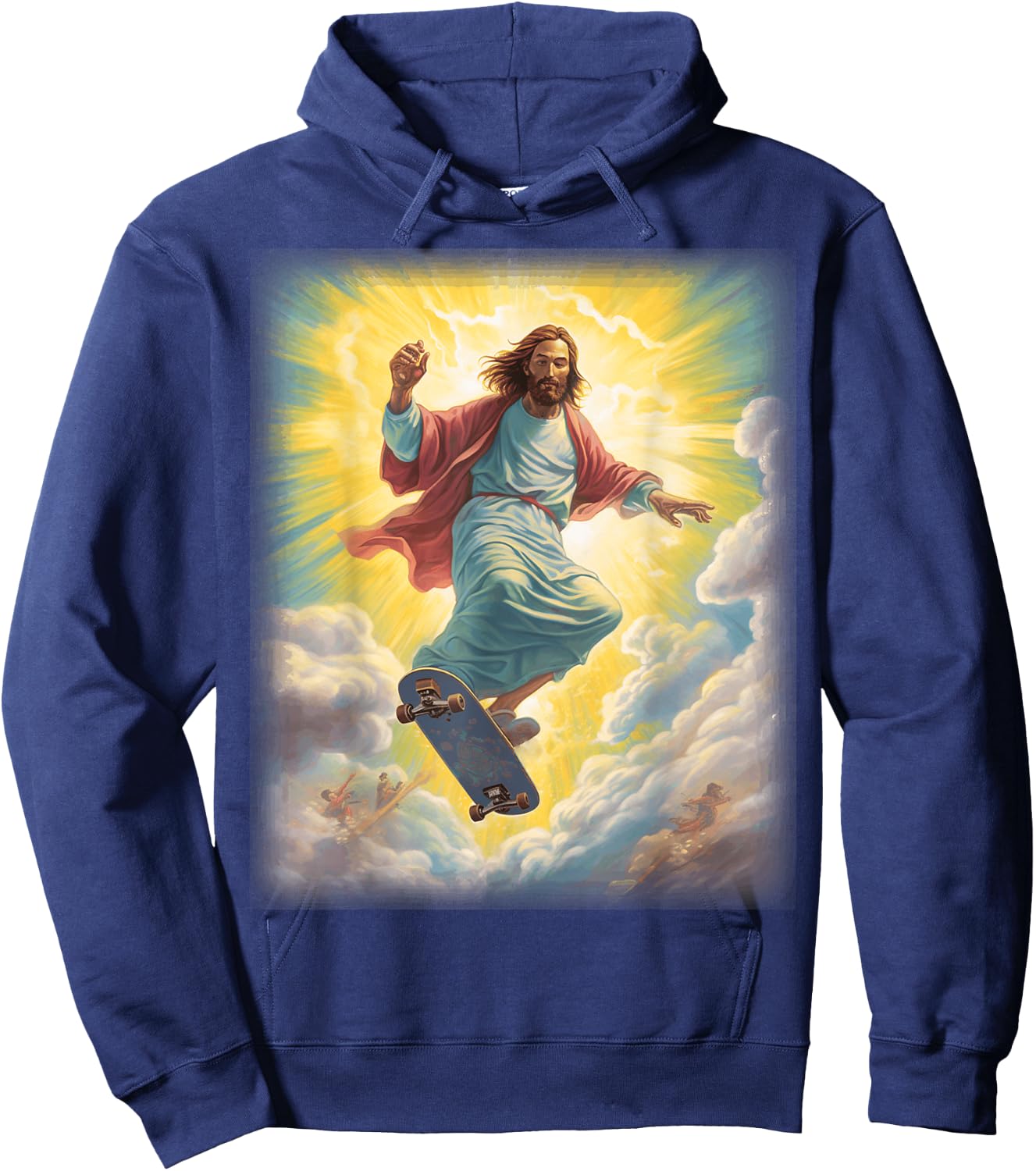 Halleluja and Gifts Jesus Skateboarder Heaven Skateboard Christian -Adults Black Short Sleeve Hoodie - Hoodie | Navy