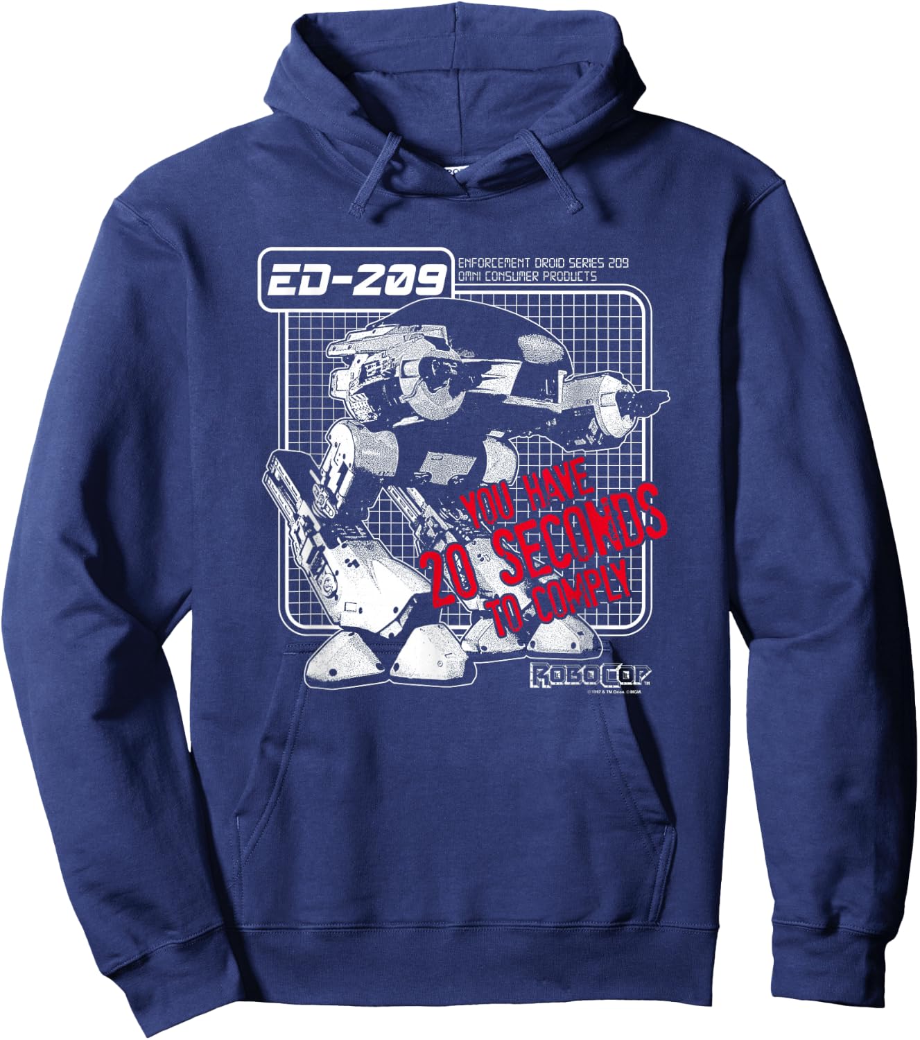Robocop ED 209 - Black - Men's - Small - Short Sleeve - Modern Cartoon Hoodie - Hoodie | Navy