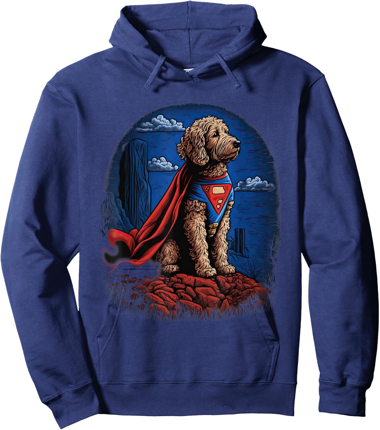 Super Power Superhero Labradoodle Dog Men Women Kids Hoodie - Hoodie | Navy