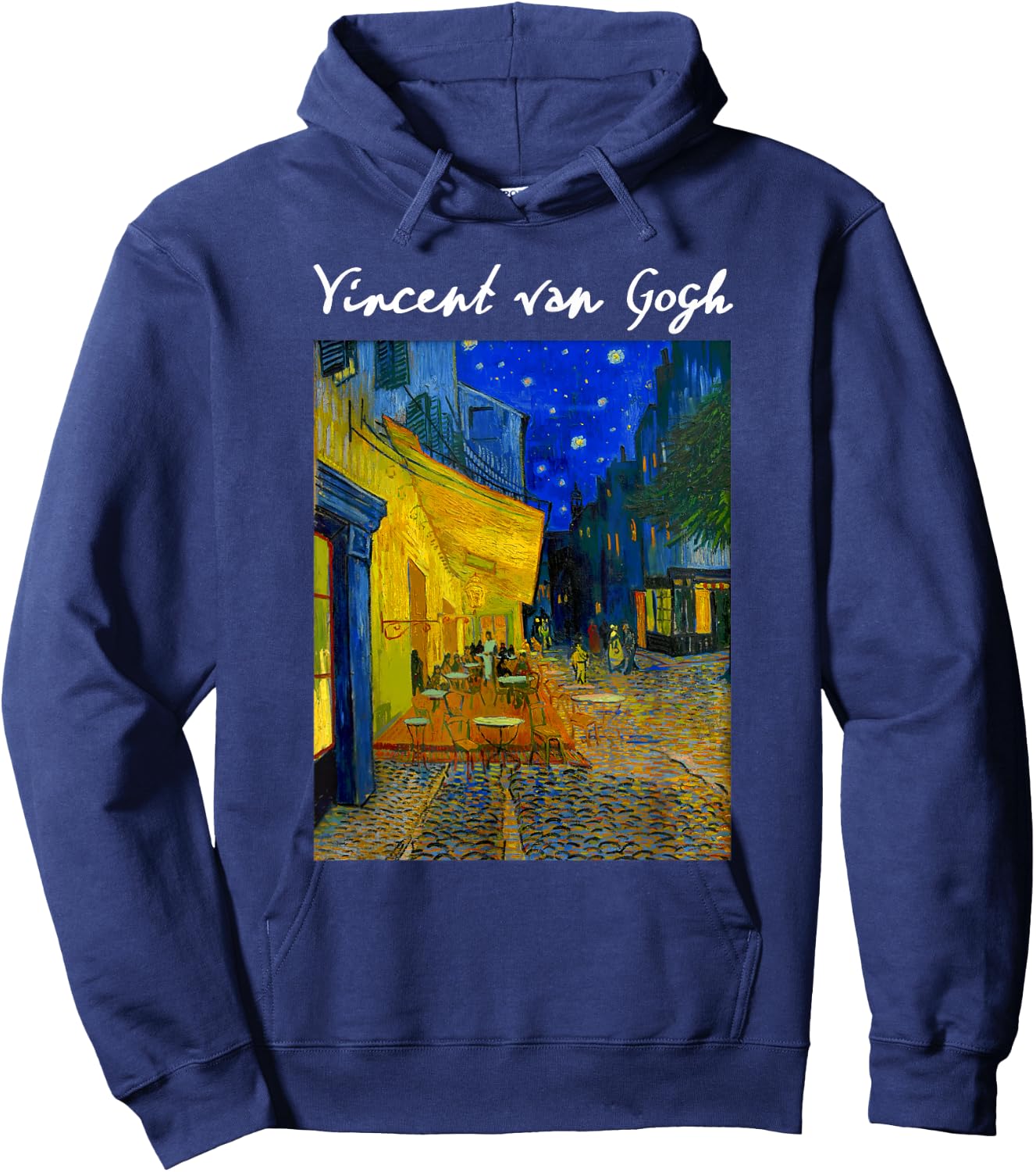 Famous Artist Cafe Terrace at Night Van Gogh Art Painting Hoodie - Hoodie | Navy