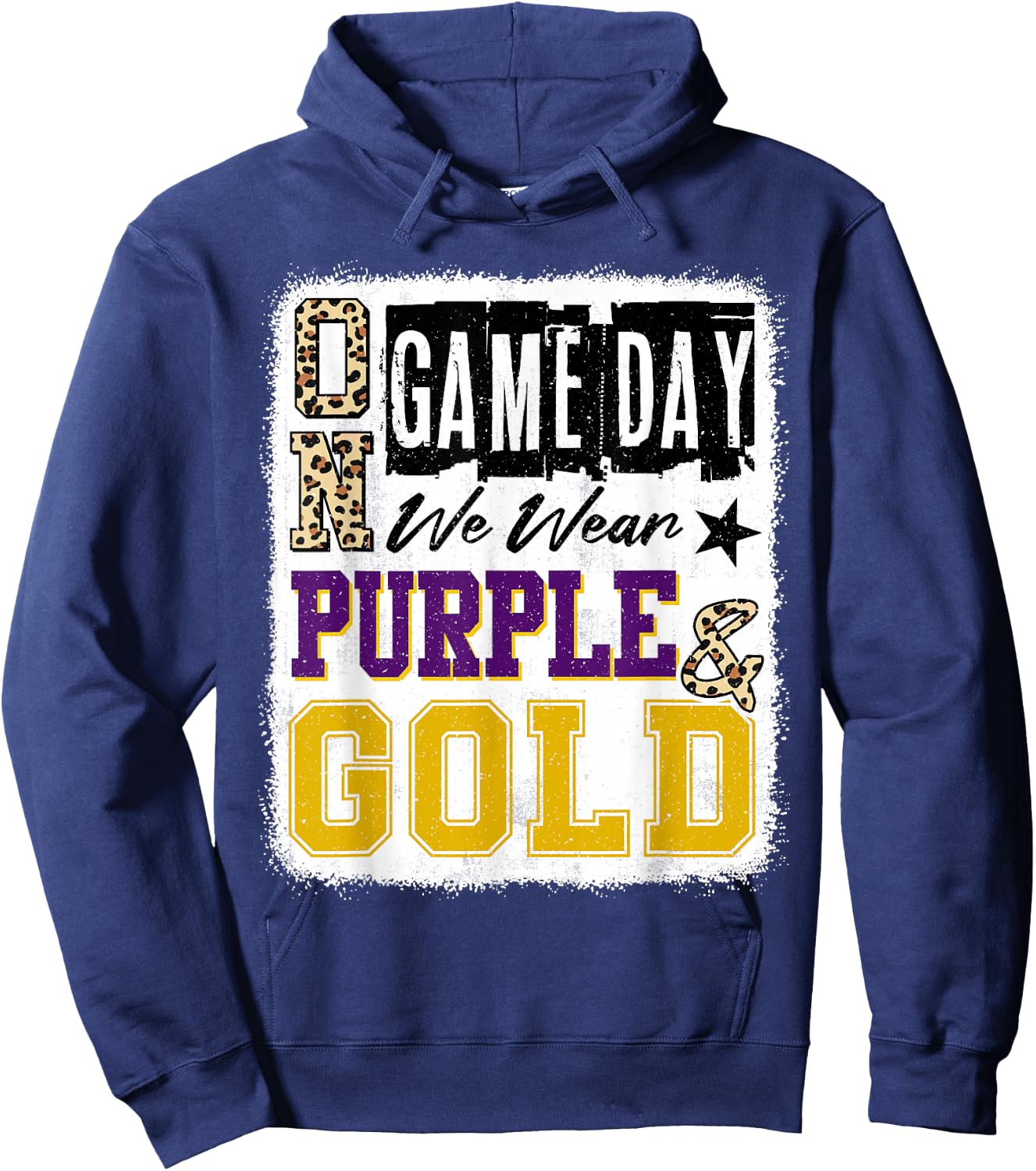 On Gameday Football We Wear Purple And Gold School Spirit Hoodie - Hoodie | Navy