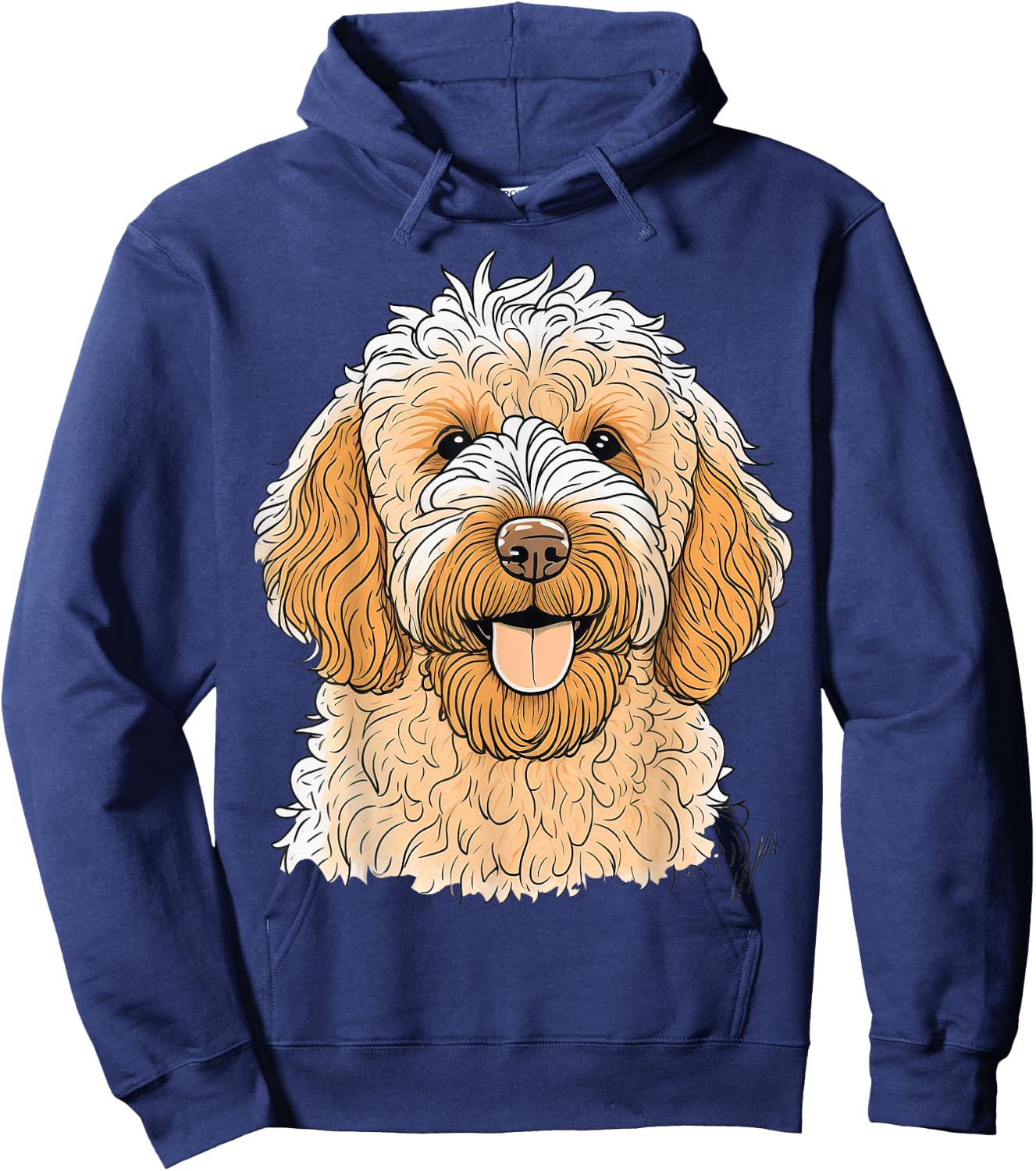 Cute Goldendoodle Dog on Golden Doodle Lover Men Women Kids Hoodie - Hoodie | Navy