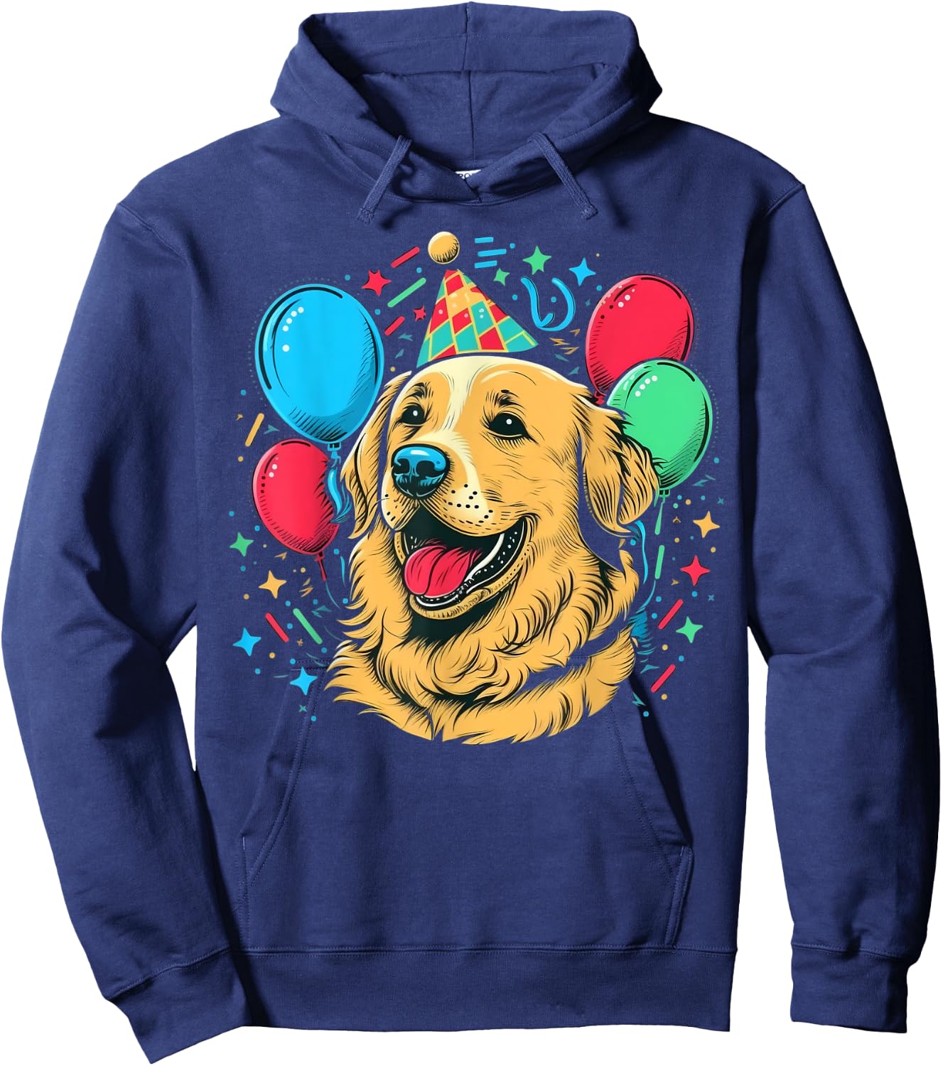 Celebration Event Birthday Party Golden Retriever Hoodie - Hoodie | Navy
