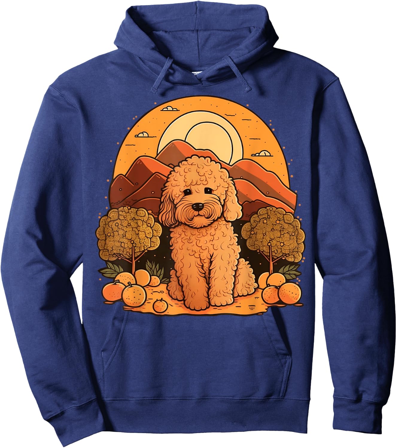 Cute Goldendoodle Dog on Golden Doodle Lover Women Kids Hoodie - Hoodie | Navy
