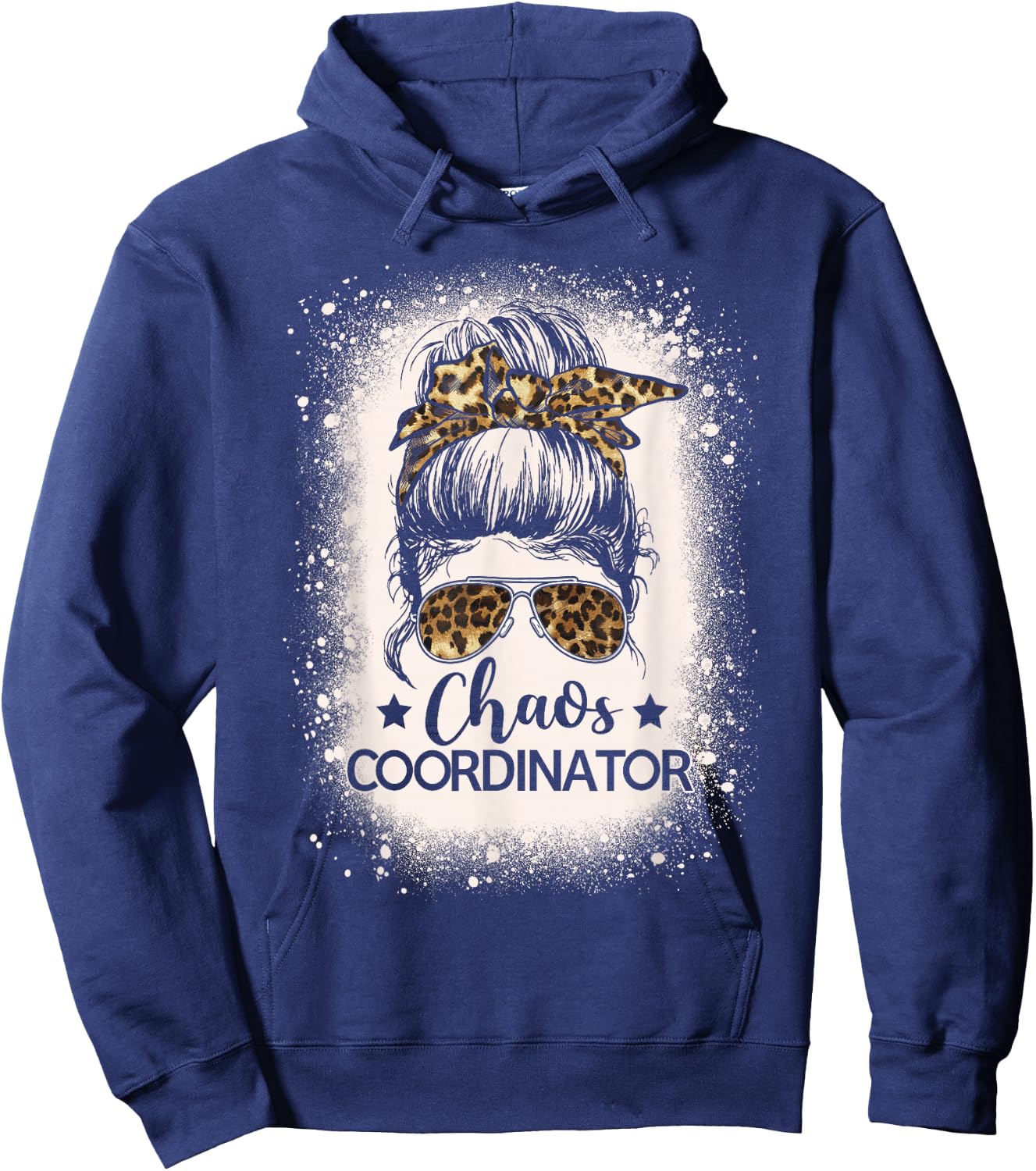 Chaos Coordinator Leopard Messy Bun Bleached Girls Women Hoodie - Hoodie | Navy