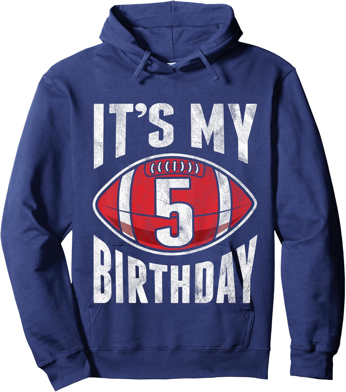 Kids 5 Years Old American Football 5th Birthday Boy Retro Style Hoodie - Hoodie | Navy
