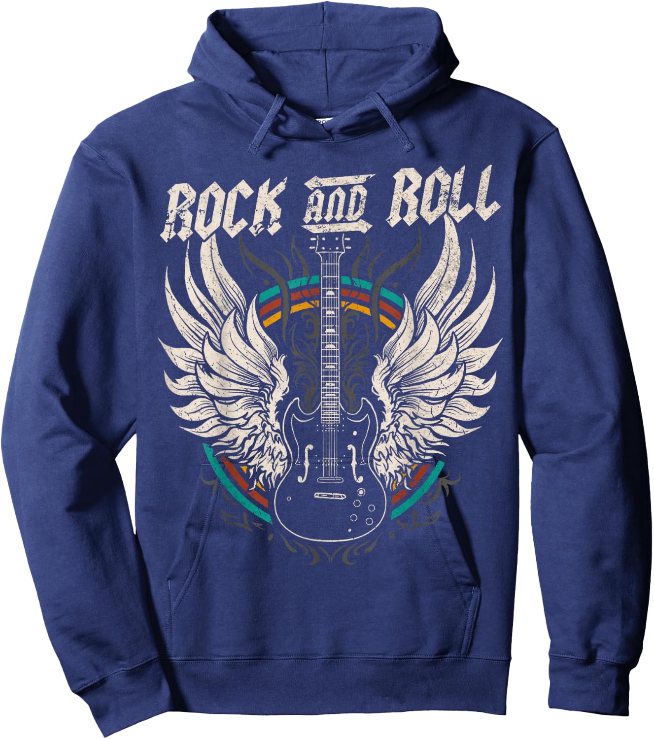Rock and Roll Guitar Vintage Rock Music Hoodie - Hoodie | Navy