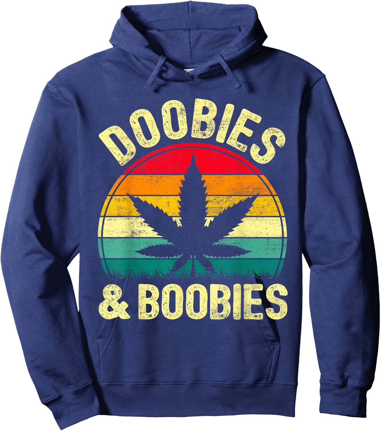 Funny Doobies And Boobies Retro Weed Cannabis 420 Dad Papa Hoodie - Hoodie | Navy