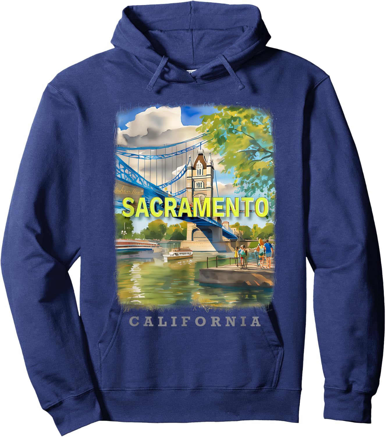 Sacramento California CA Riverfront Charm SD646 Hoodie - Hoodie | Navy