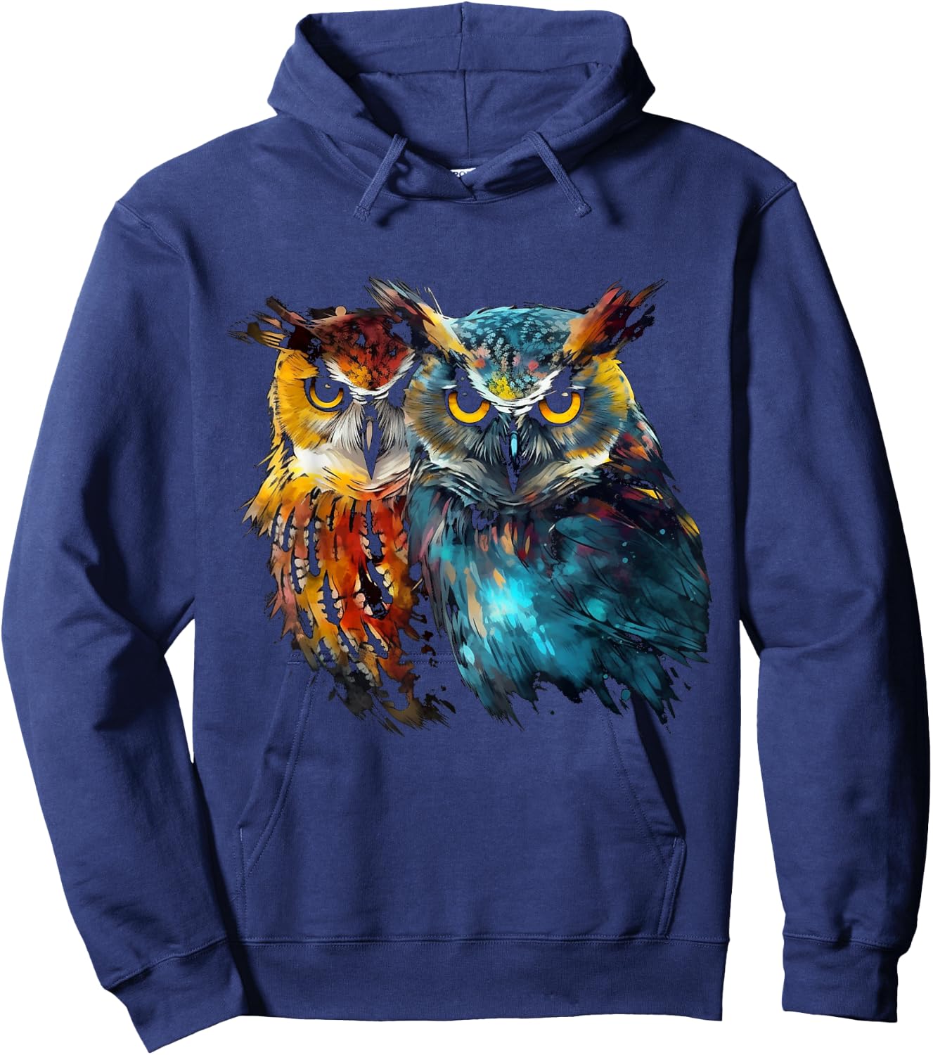 Owl Art - Animal Artwork Bird Owl Hoodie - Hoodie | Navy