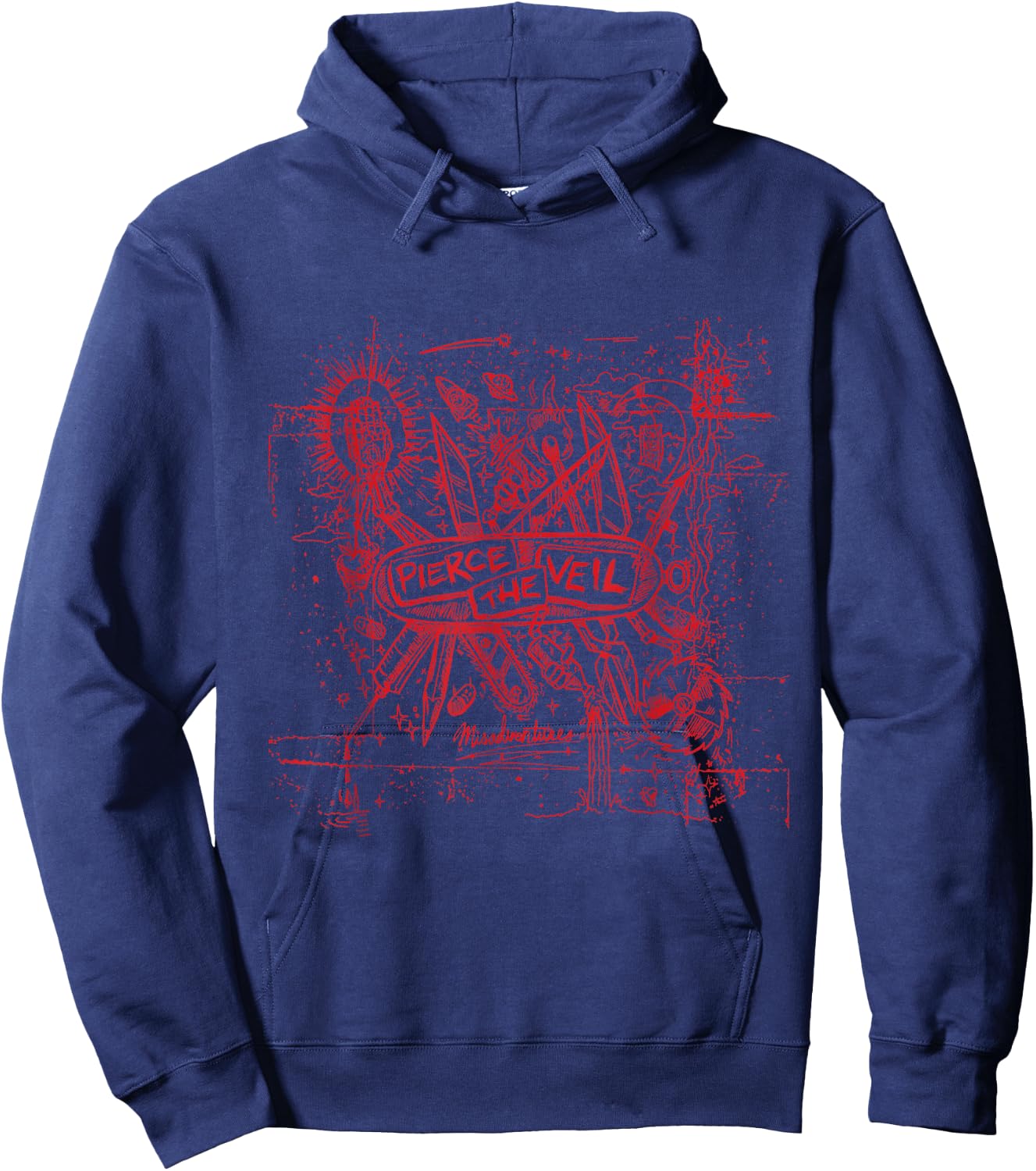 Pierce The Veil - Misadventures Cover in Red Print Hoodie - Hoodie | Navy