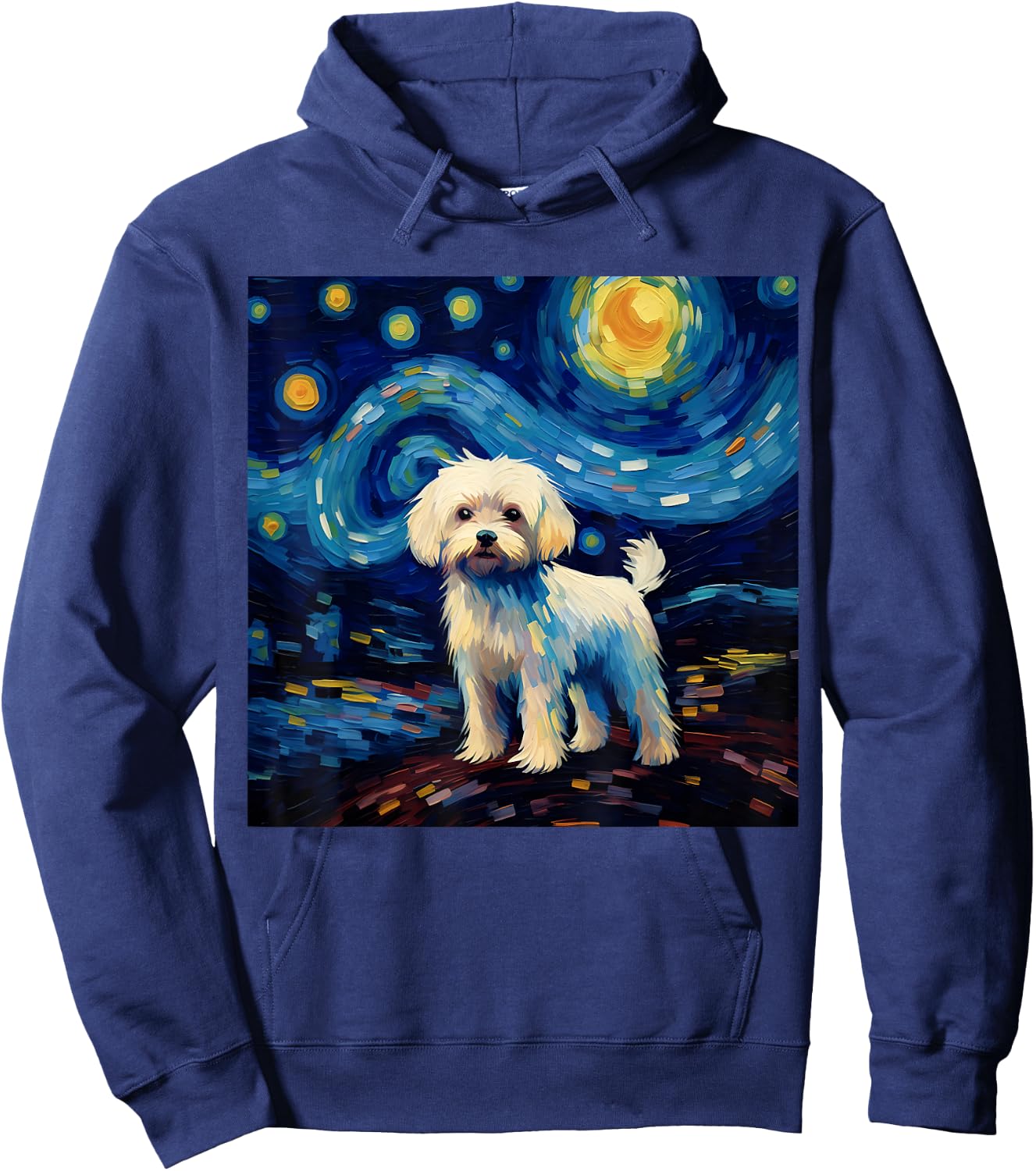 Surreal Starry Night Maltese Dog Women Girls Kids Hoodie - Hoodie | Navy