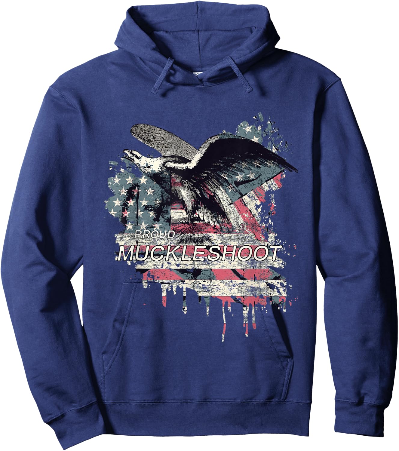 Muckleshoot American Indian Tribe Old theme USA Flag Eagle Hoodie - Hoodie | Navy