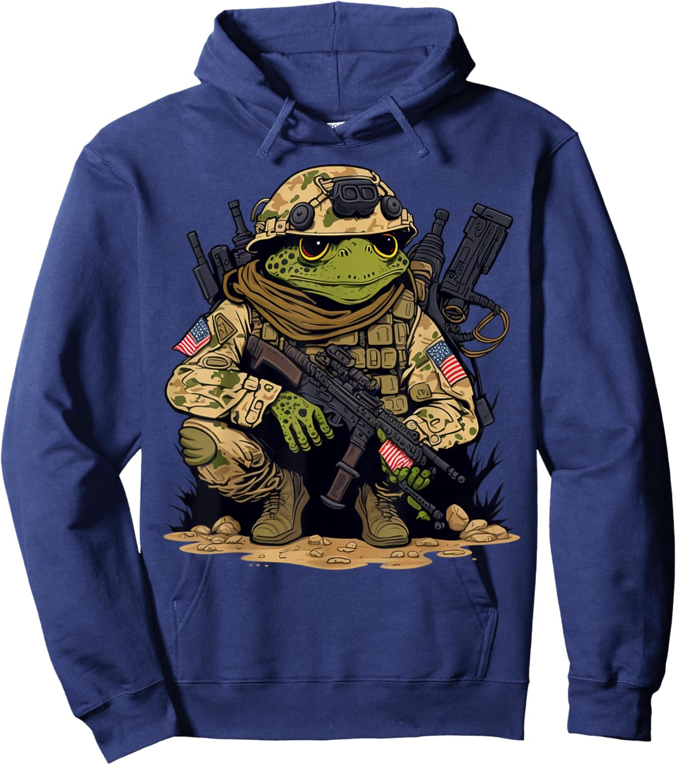 Soldier Frog Army Military Frog Hoodie - Hoodie | Navy