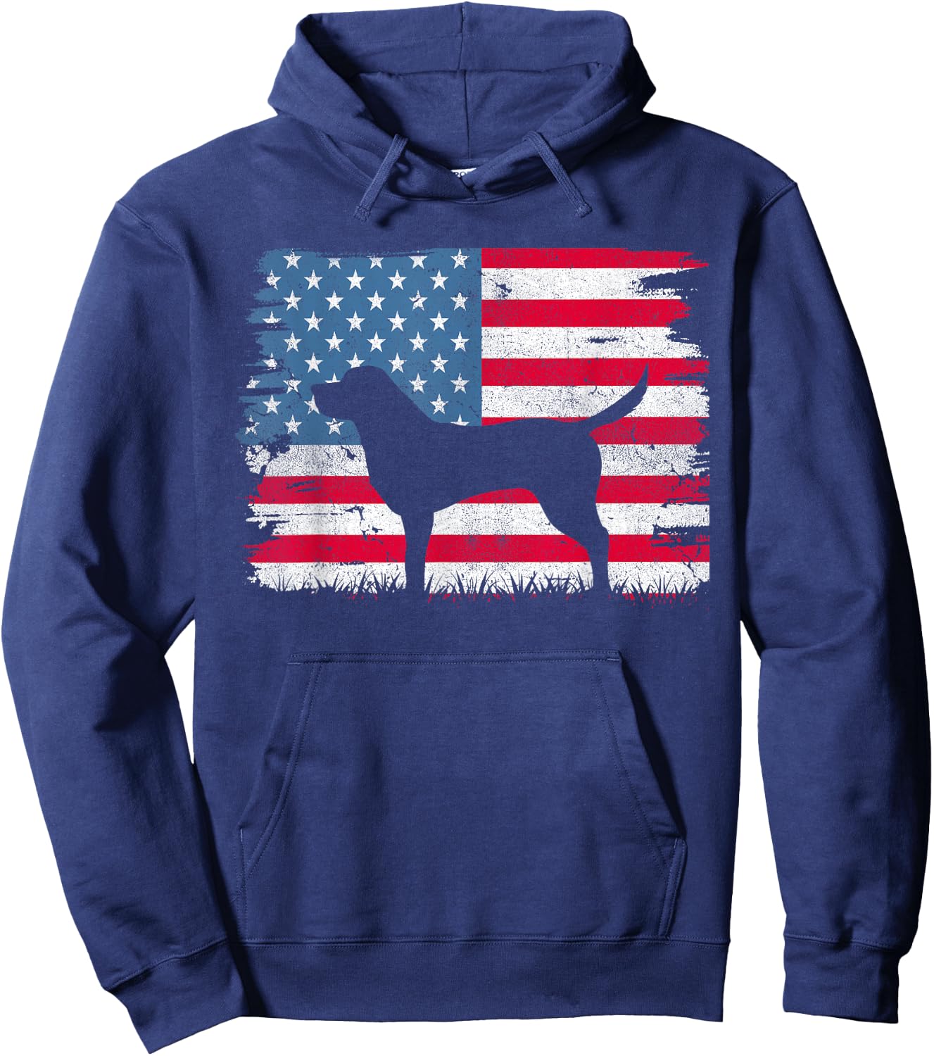 Black Labrador American Flag USA 4th of July Men Women Kids Hoodie - Hoodie | Navy