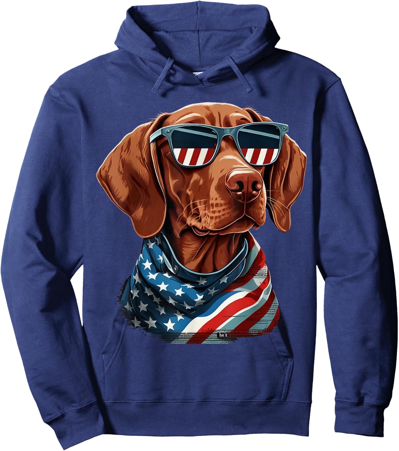 USA 4th Of July Vizsla on Patriotic American Vizsla Kids Men Hoodie - Hoodie | Navy