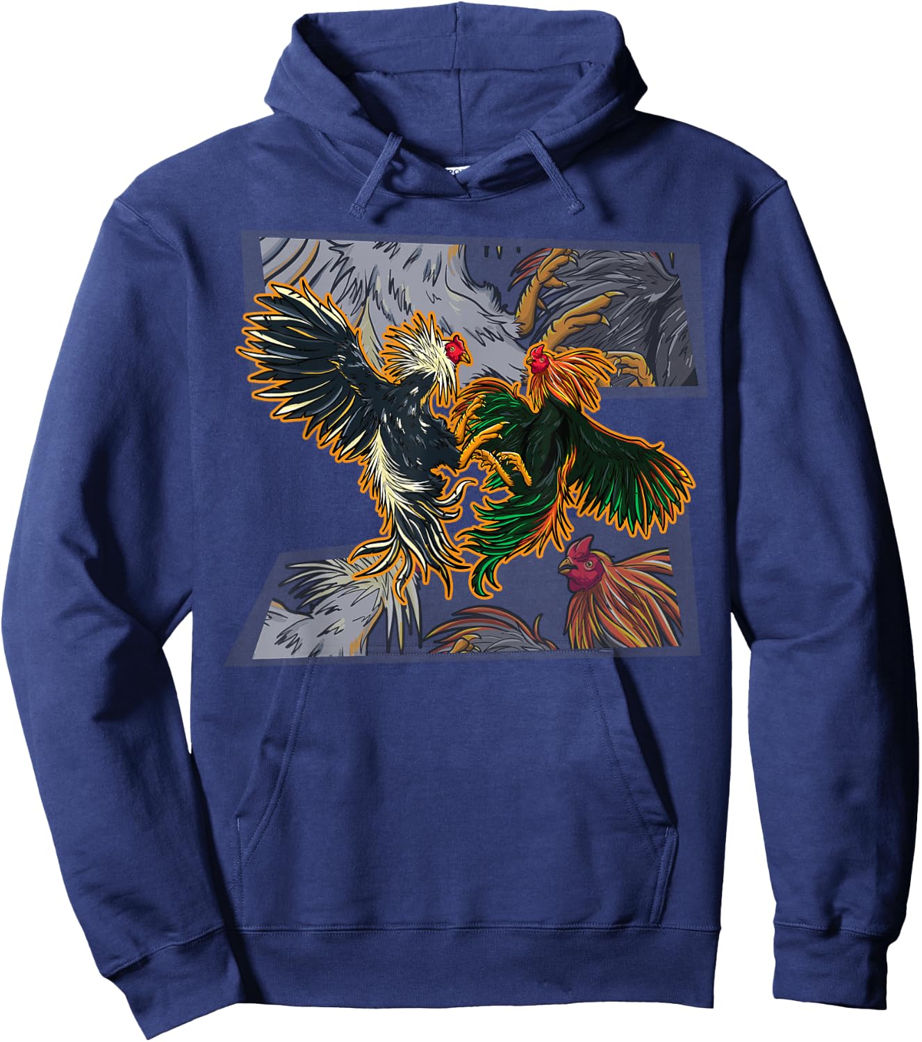 Halloween Dia De Los Muertos Sugar Skull Calavera Fighting Rooster Chicken Chinese Zodiac Pride & Brave -Adults Black Small Hoodie - Hoodie | Navy