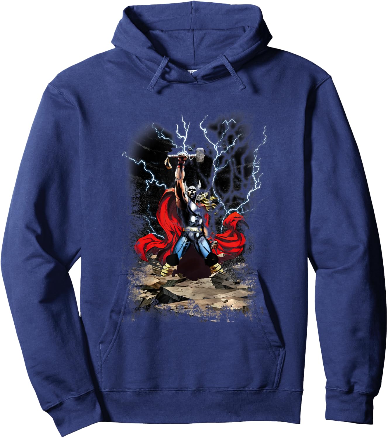 Marvel Comics Retro Classic Thor Lightning God Portrait Hoodie - Hoodie | Navy