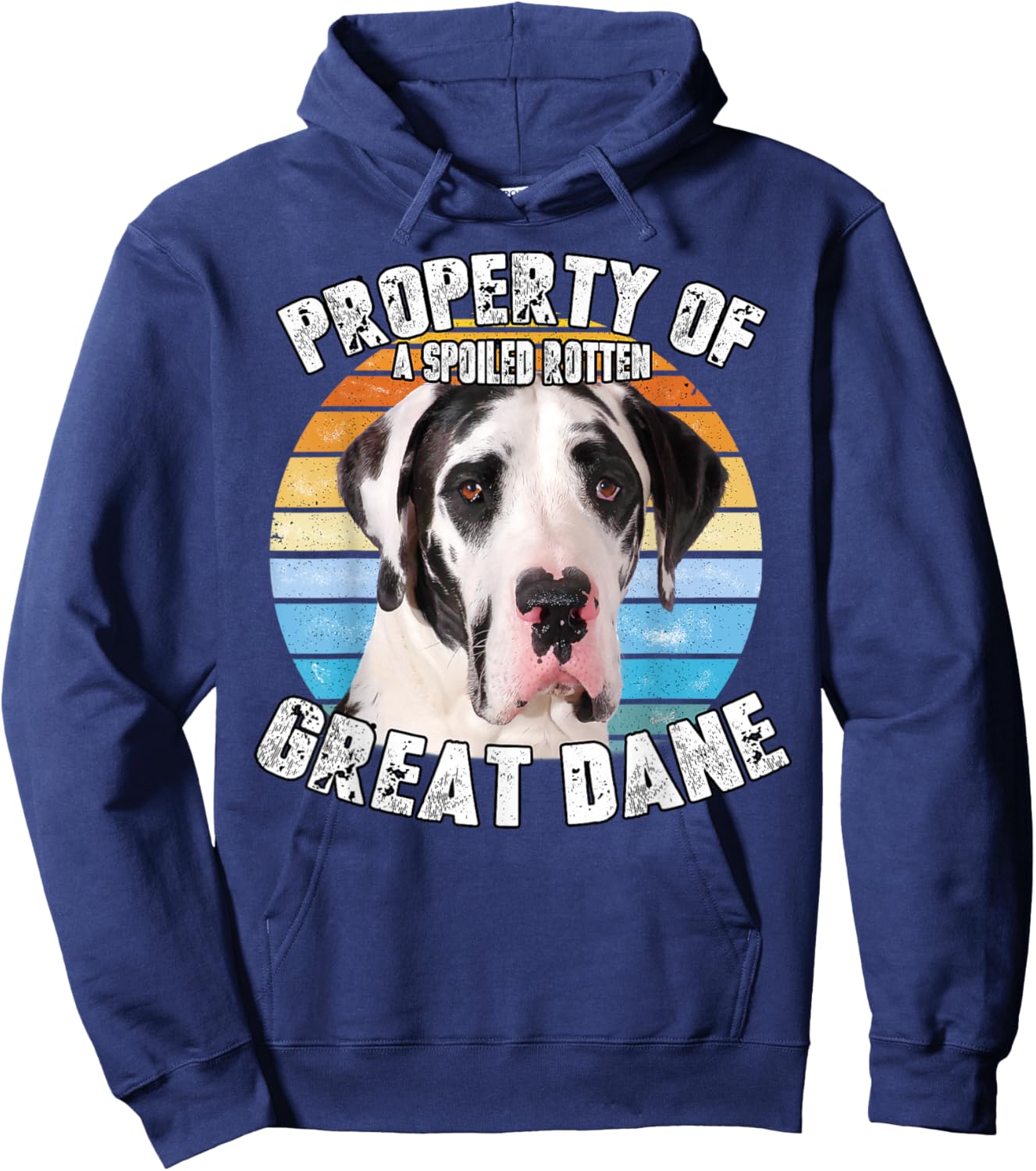Great Dane Harlequin Vintage Retro Property Of Hoodie - Hoodie | Navy