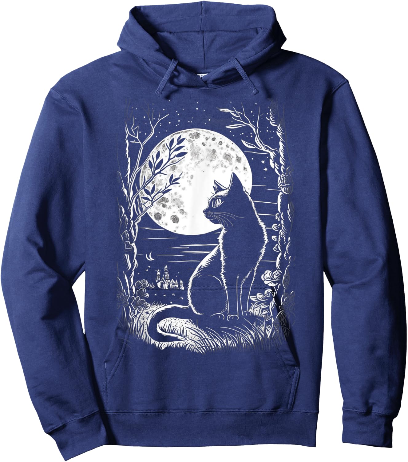 Mystical Cat Wiccan Moon Magic Hoodie - Hoodie | Navy