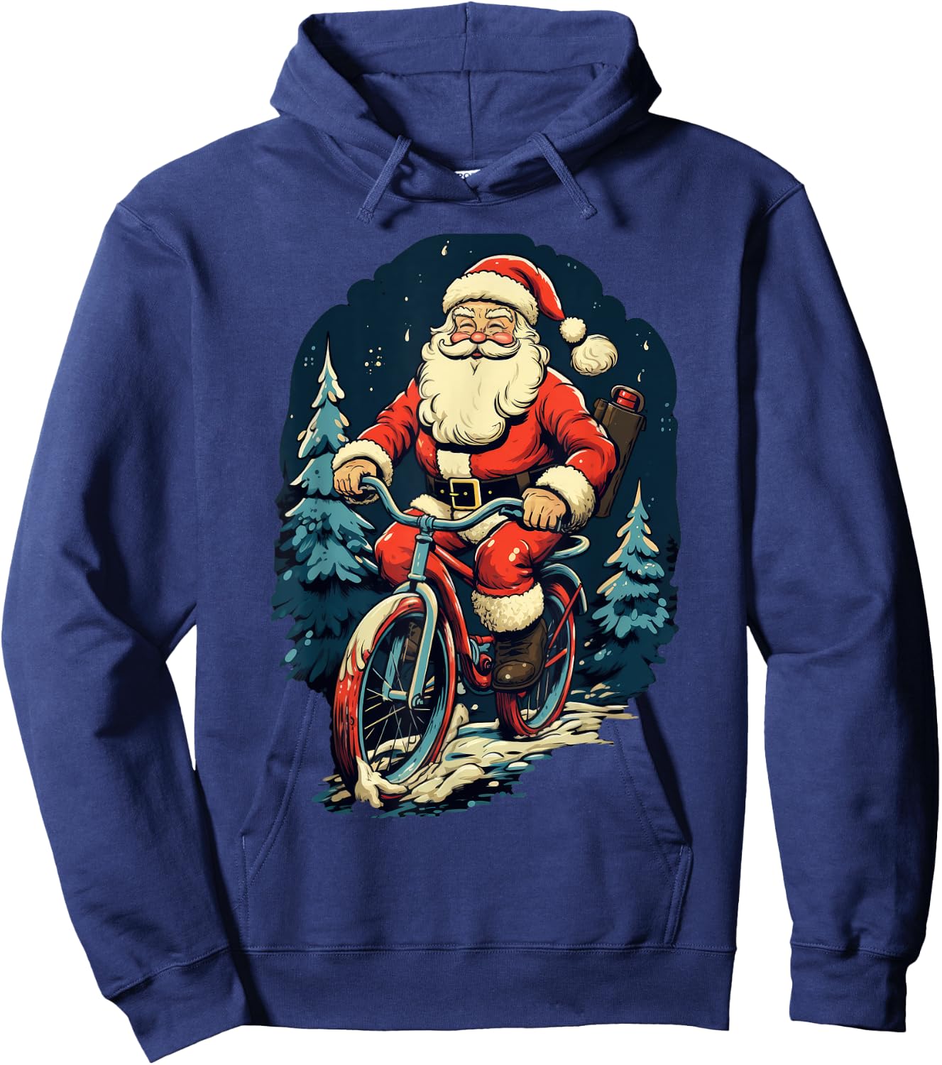 Santa Riding Bicycle Cycling Funny Christmas Boys Girls Kids Hoodie - Hoodie | Navy