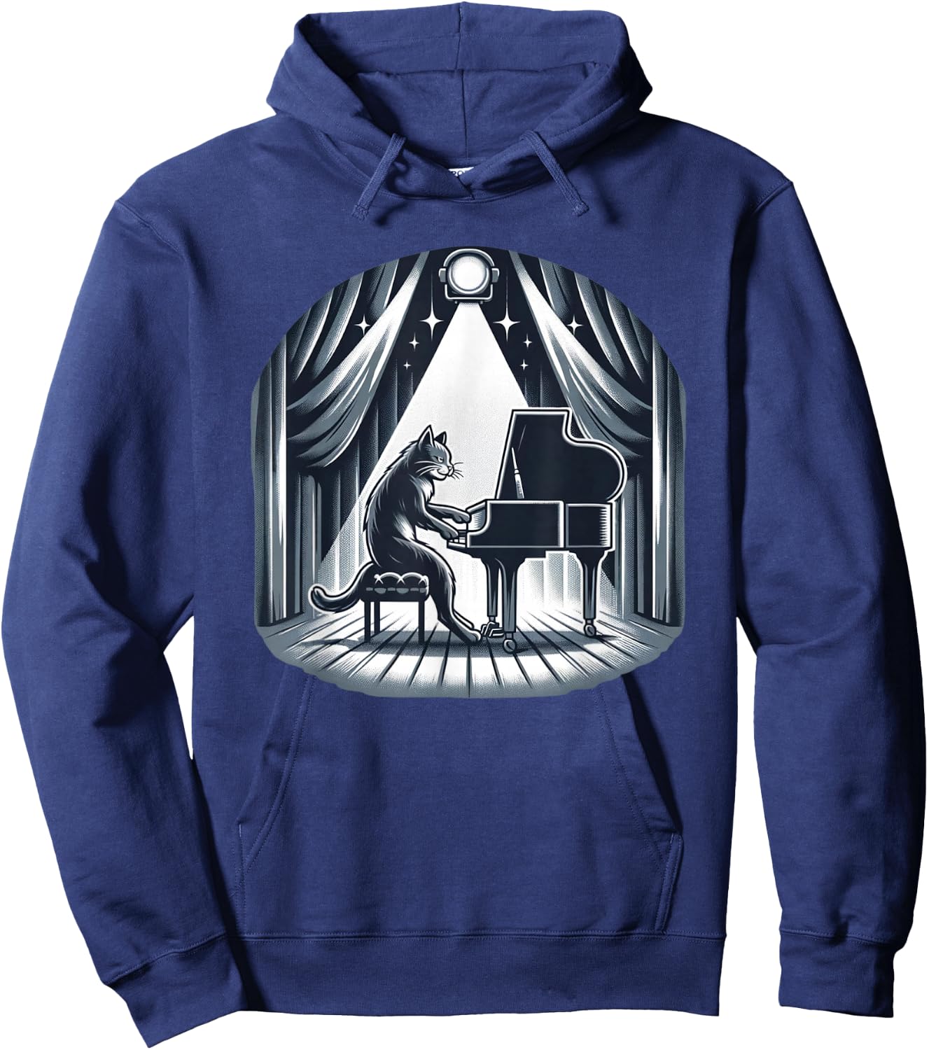 Classical Piano Concert / Funny & Cute Cat Playing Piano Men Women Girls Kids Hoodie - Hoodie | Navy