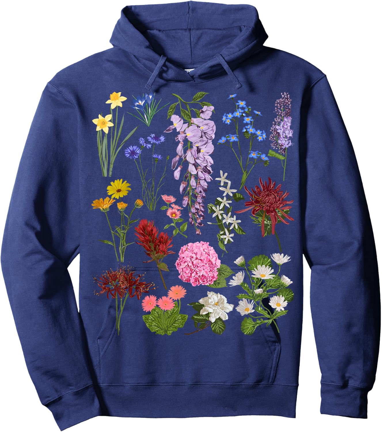 Vintage Flower Botanical Illustration Chart Plant Hoodie - Hoodie | Navy