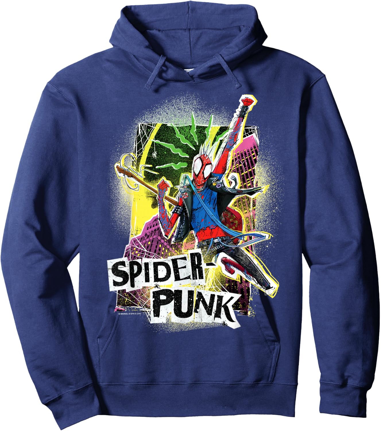 Marvel Spider-Man: Across The Spider-Verse Spider-Punk Pose Hoodie - Hoodie | Navy