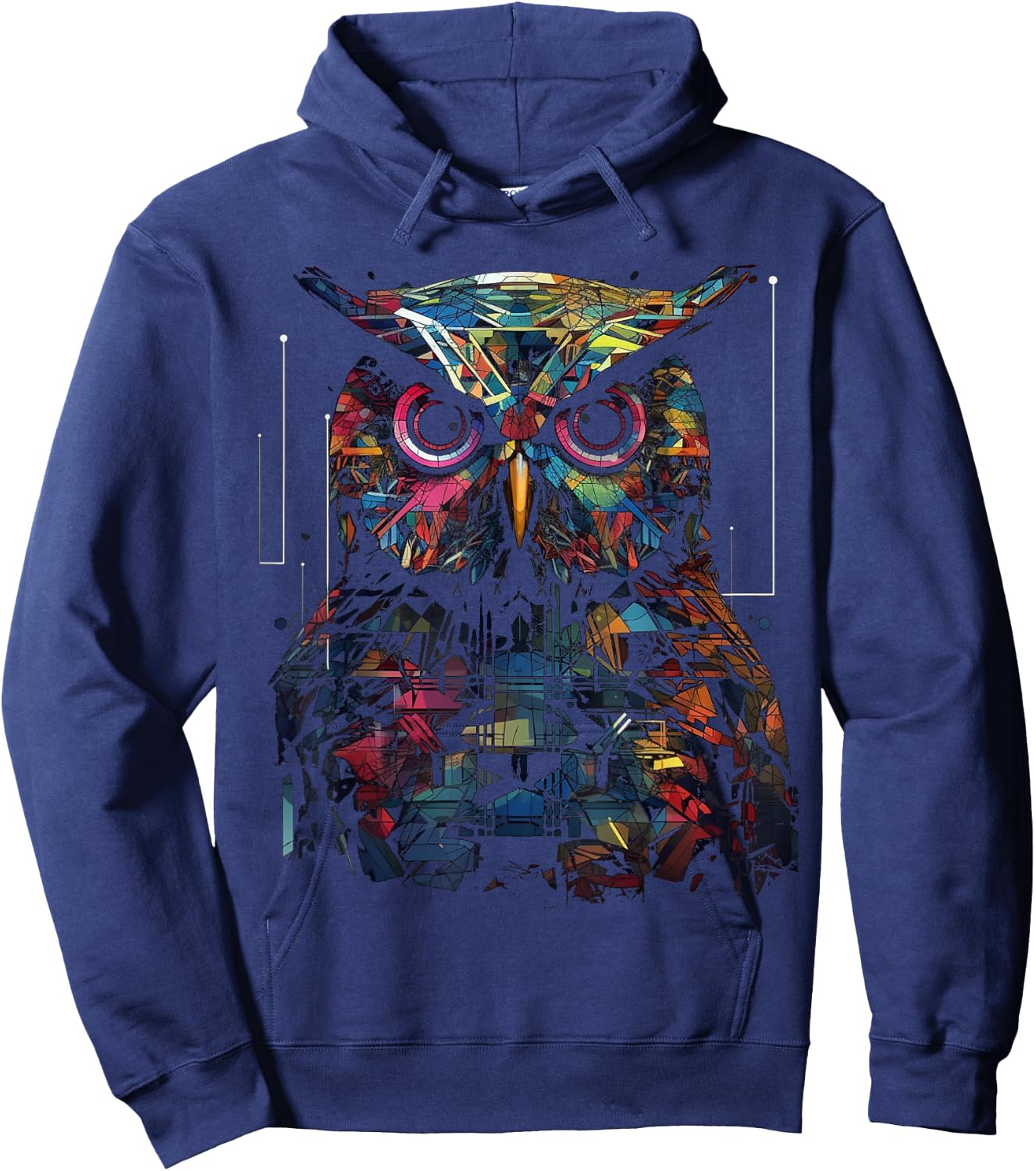 Owl Geometric Animal Lover - Colourful Bird Art Animal Owl Hoodie - Hoodie | Navy