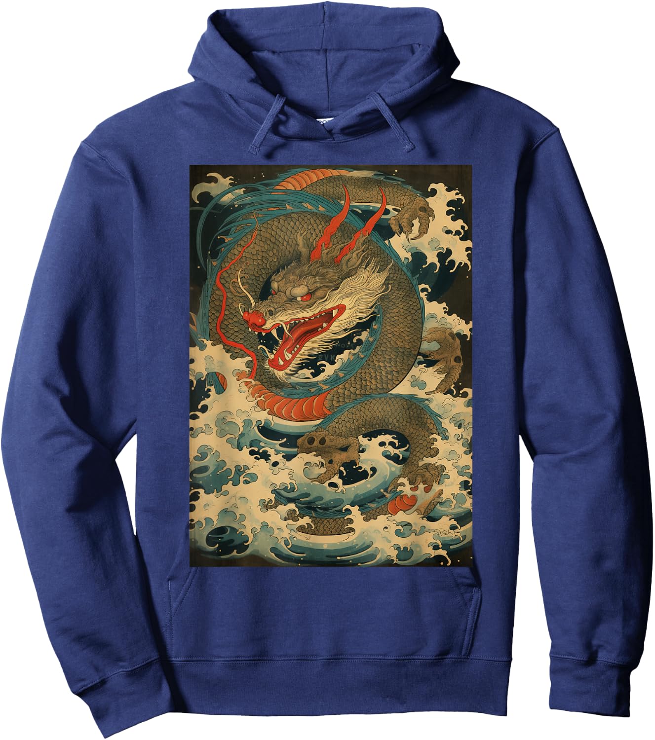 Vintage Dragon Japanese Graphical Art Retro Tattoo Hoodie - Hoodie | Navy