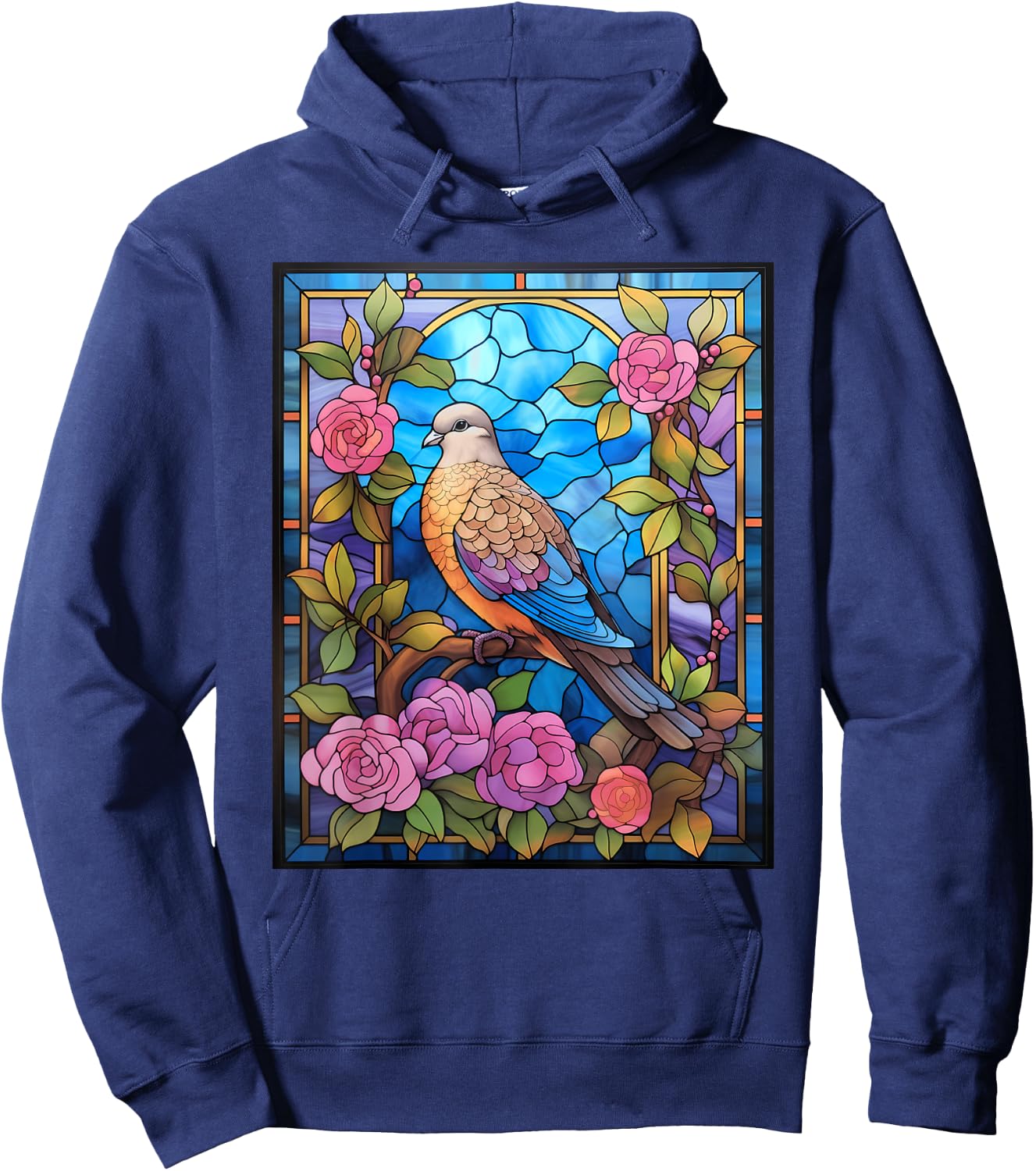 Stained Glass Style Mourning Dove Hoodie - Hoodie | Navy