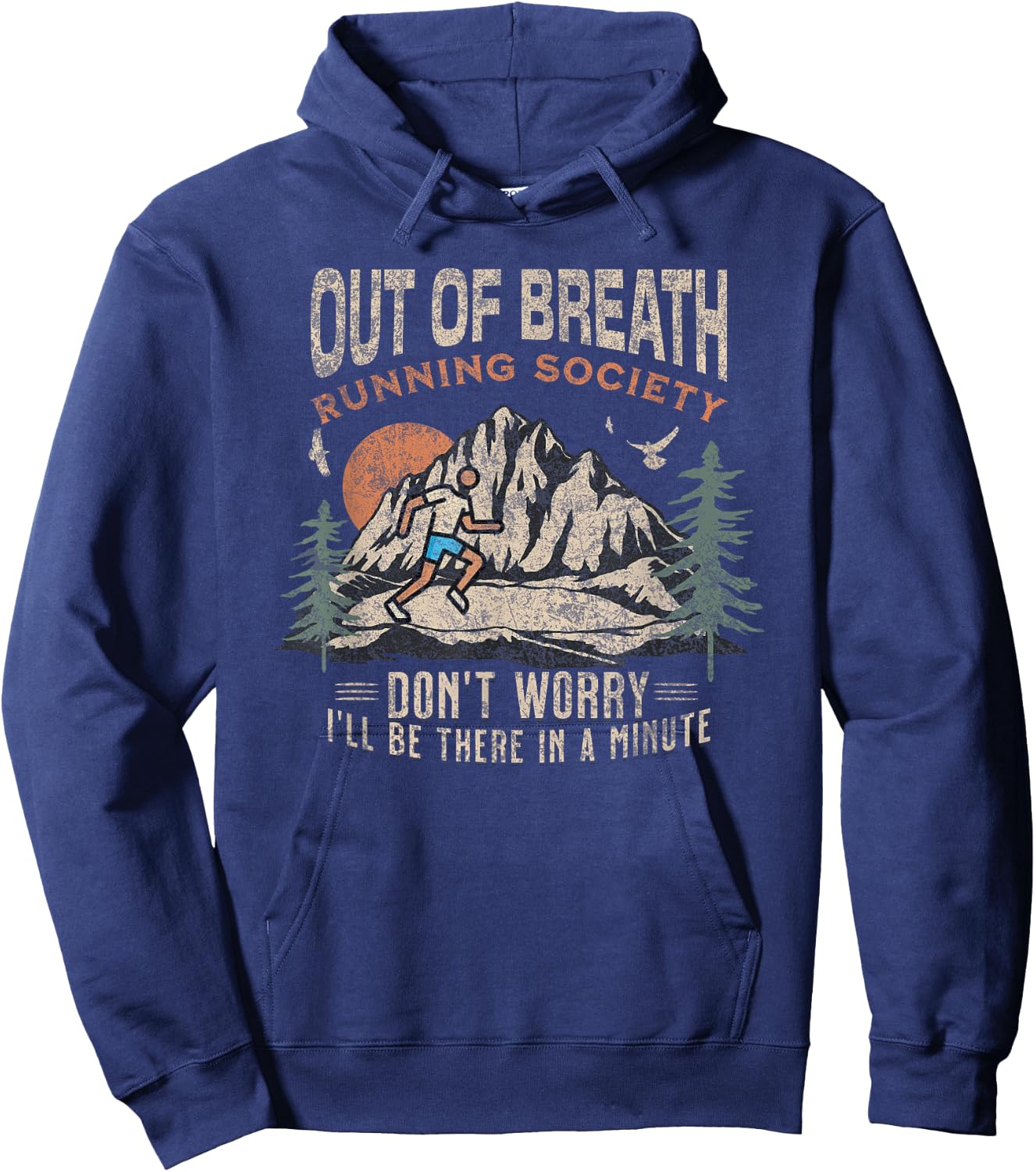 Funny Out of Breath Running Society Don't Worry for Runners Hoodie - Hoodie | Navy